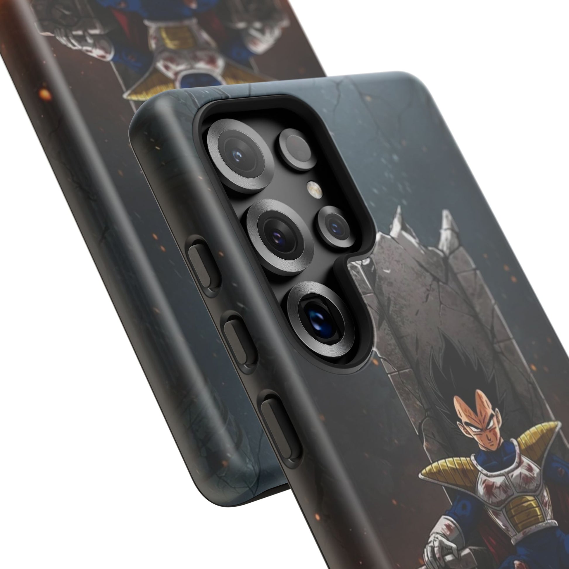 Vegeta on Throne DBZ Theme Tough Cases for iPhones, Samsung, and Pixel