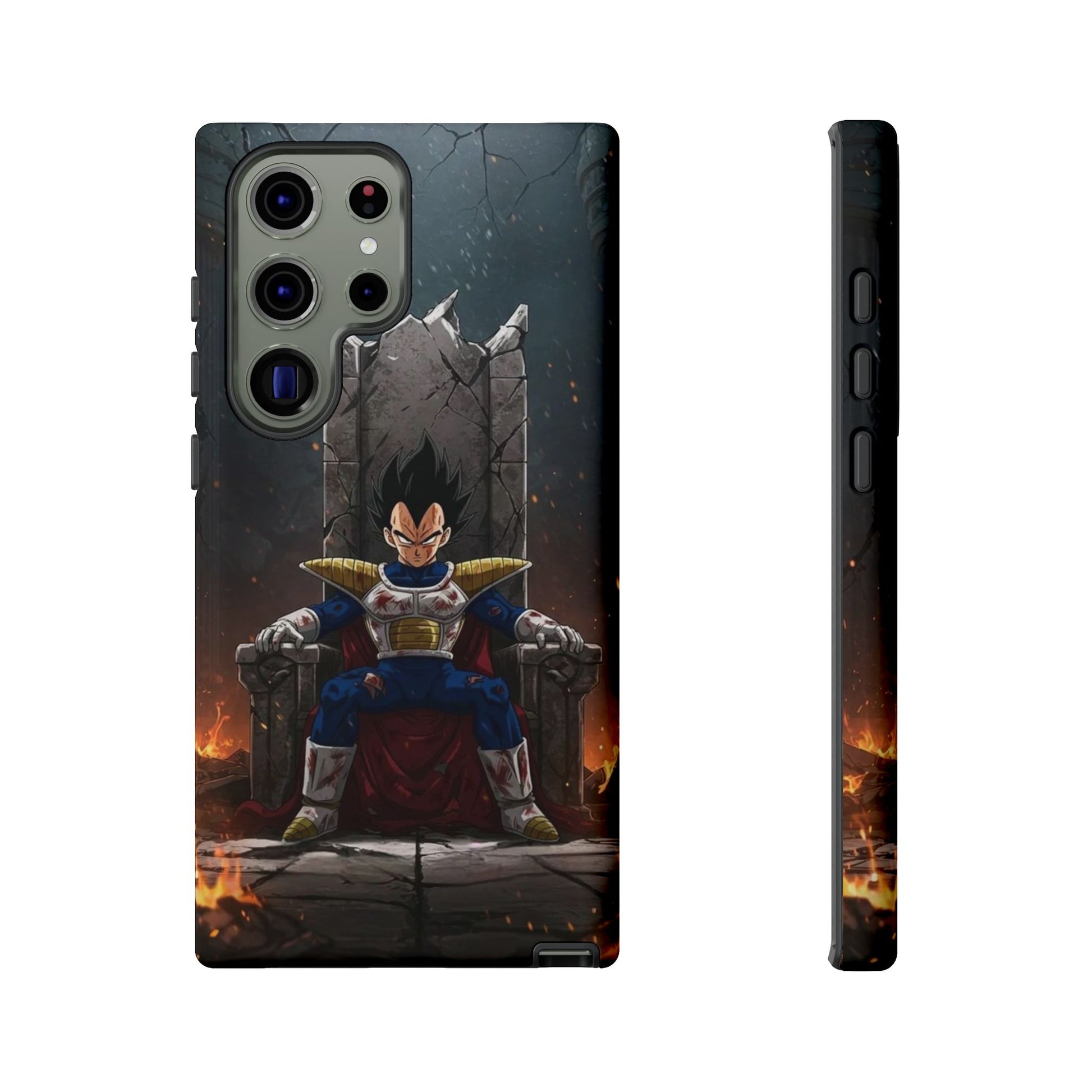 Vegeta on Throne DBZ Theme Tough Cases for iPhones, Samsung, and Pixel