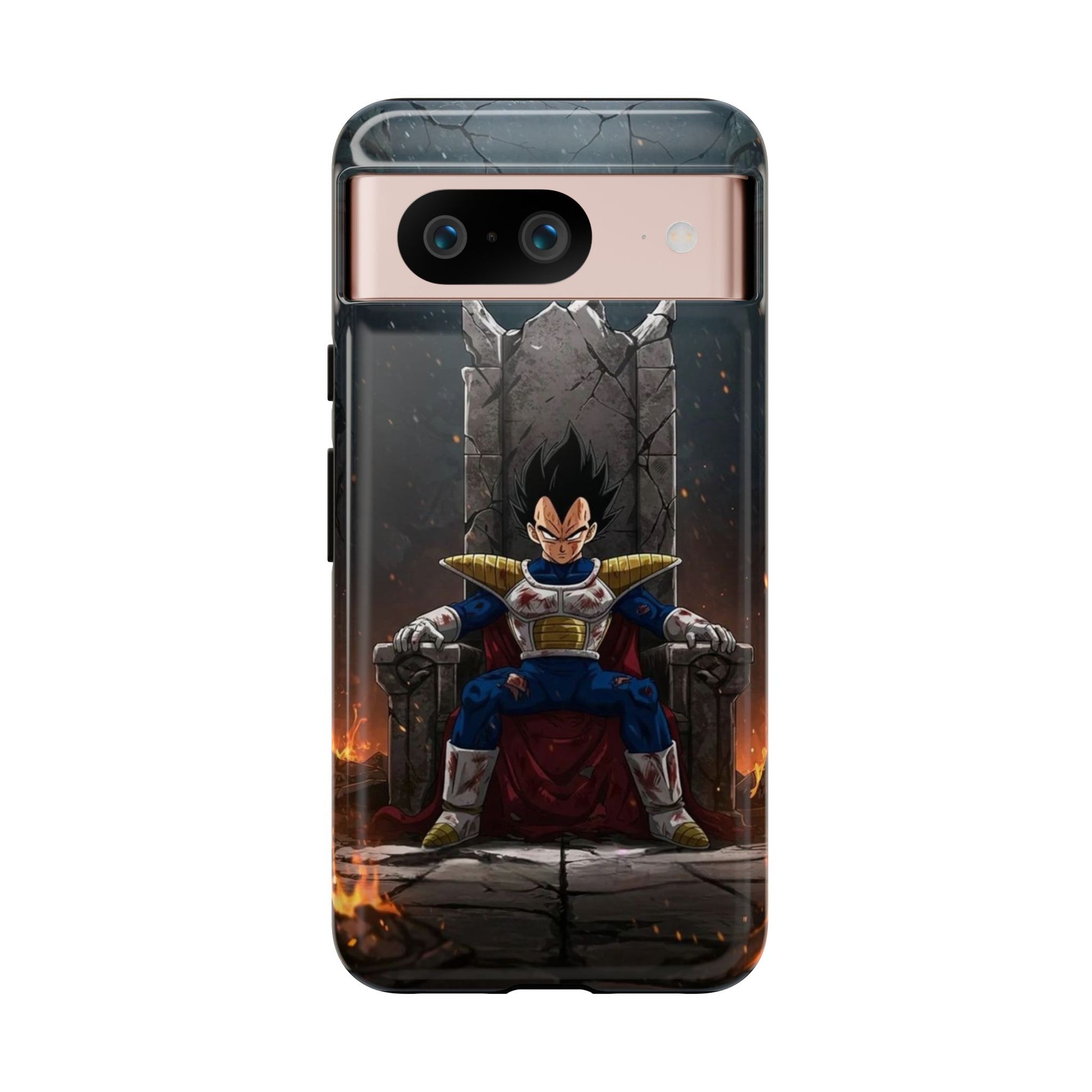Vegeta on Throne DBZ Theme Tough Cases for iPhones, Samsung, and Pixel