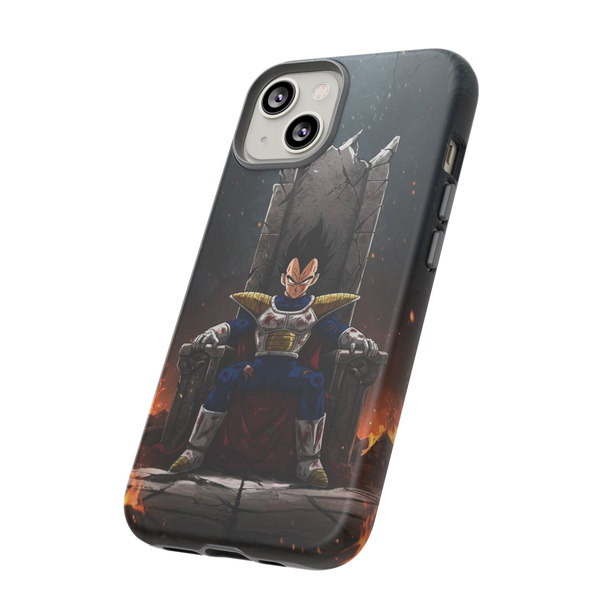 Vegeta on Throne DBZ Theme Tough Cases for iPhones, Samsung, and Pixel