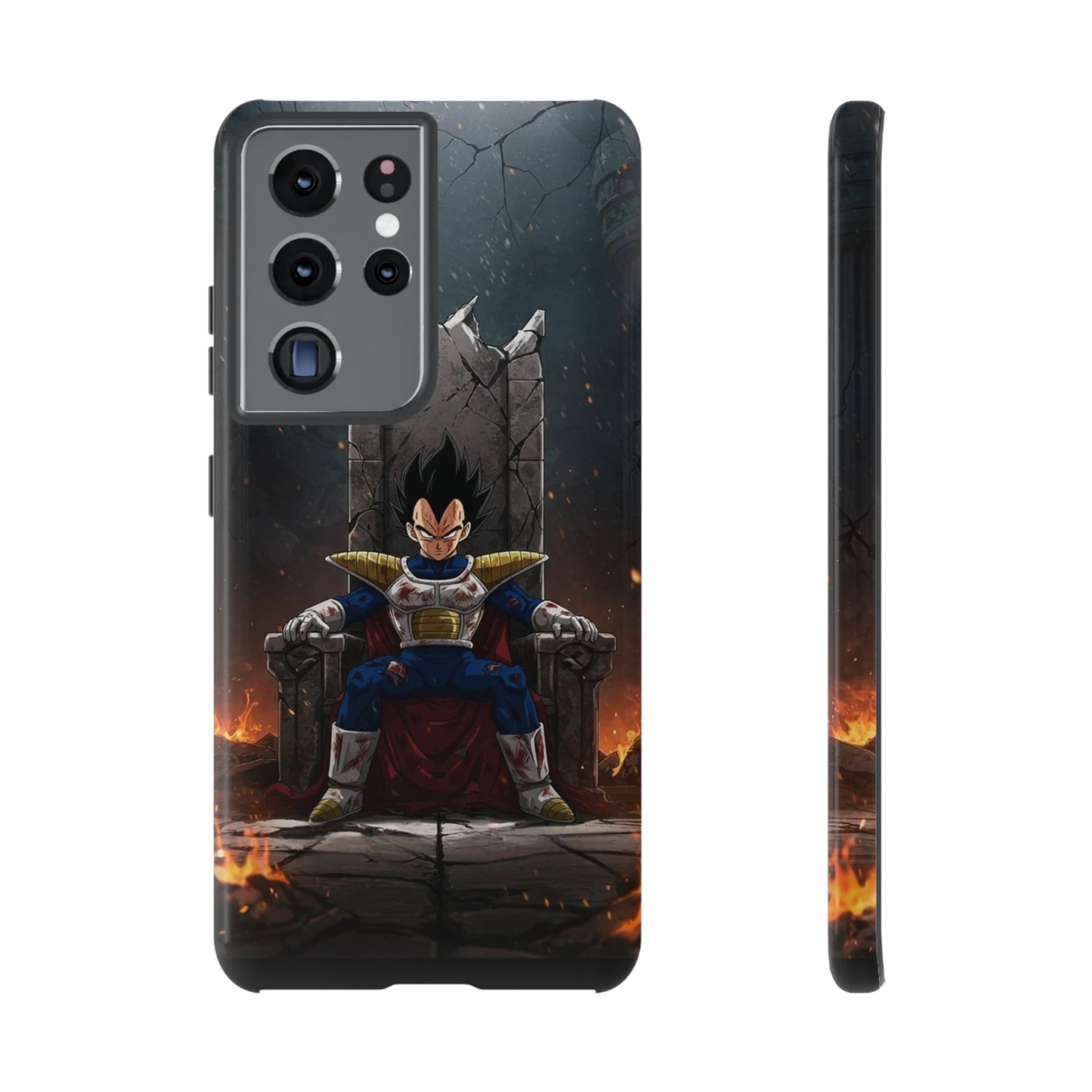 Vegeta on Throne DBZ Theme Tough Cases for iPhones, Samsung, and Pixel