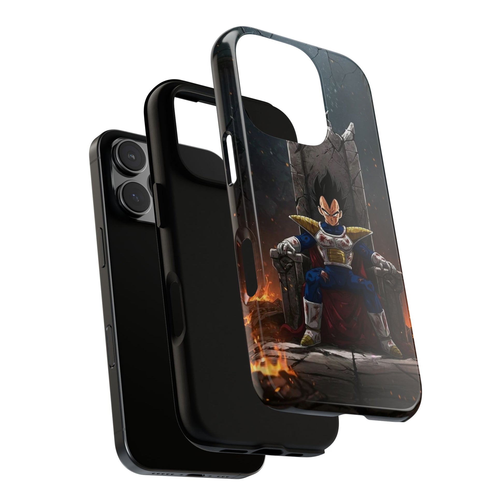 Vegeta on Throne DBZ Theme Tough Cases for iPhones, Samsung, and Pixel