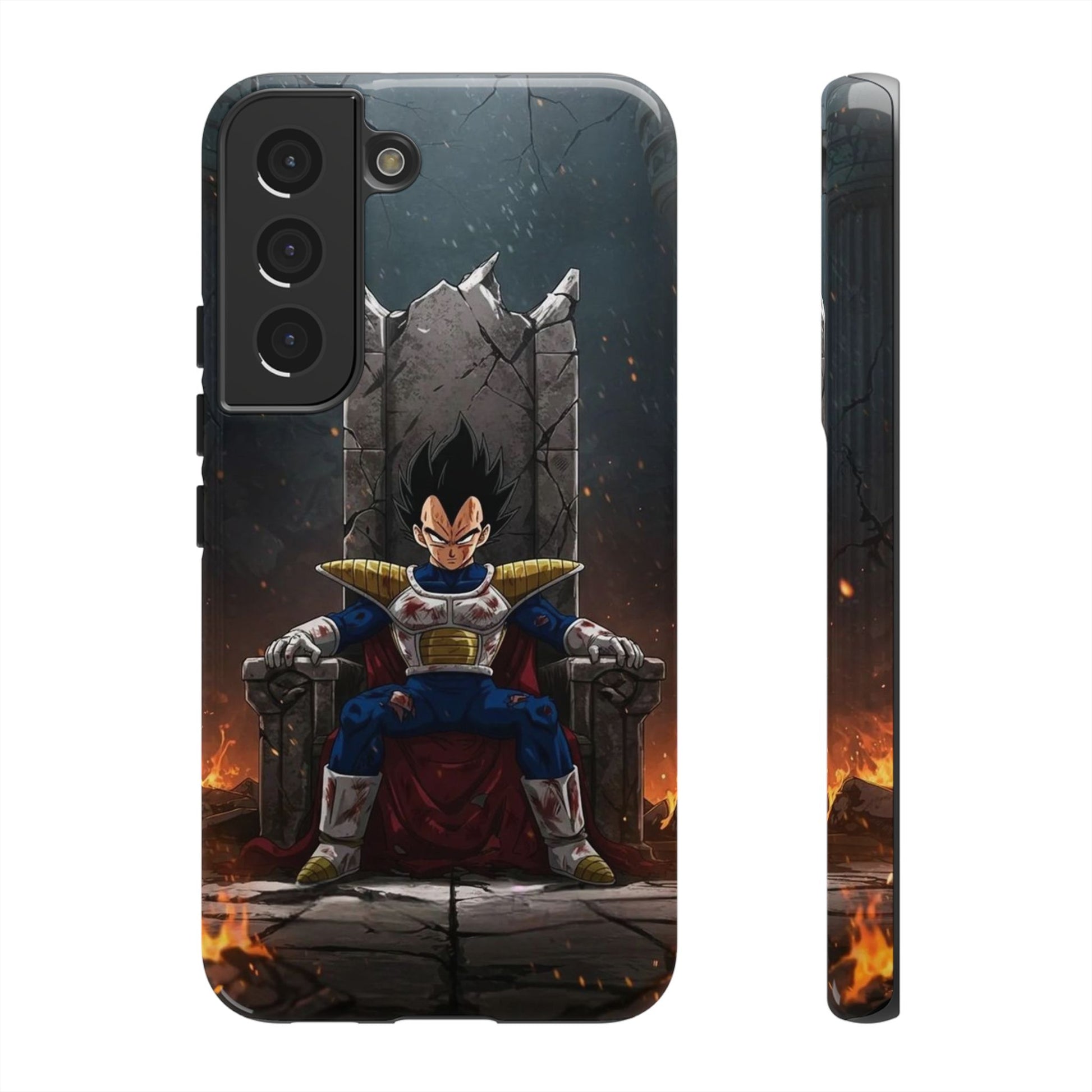 Vegeta on Throne DBZ Theme Tough Cases for iPhones, Samsung, and Pixel