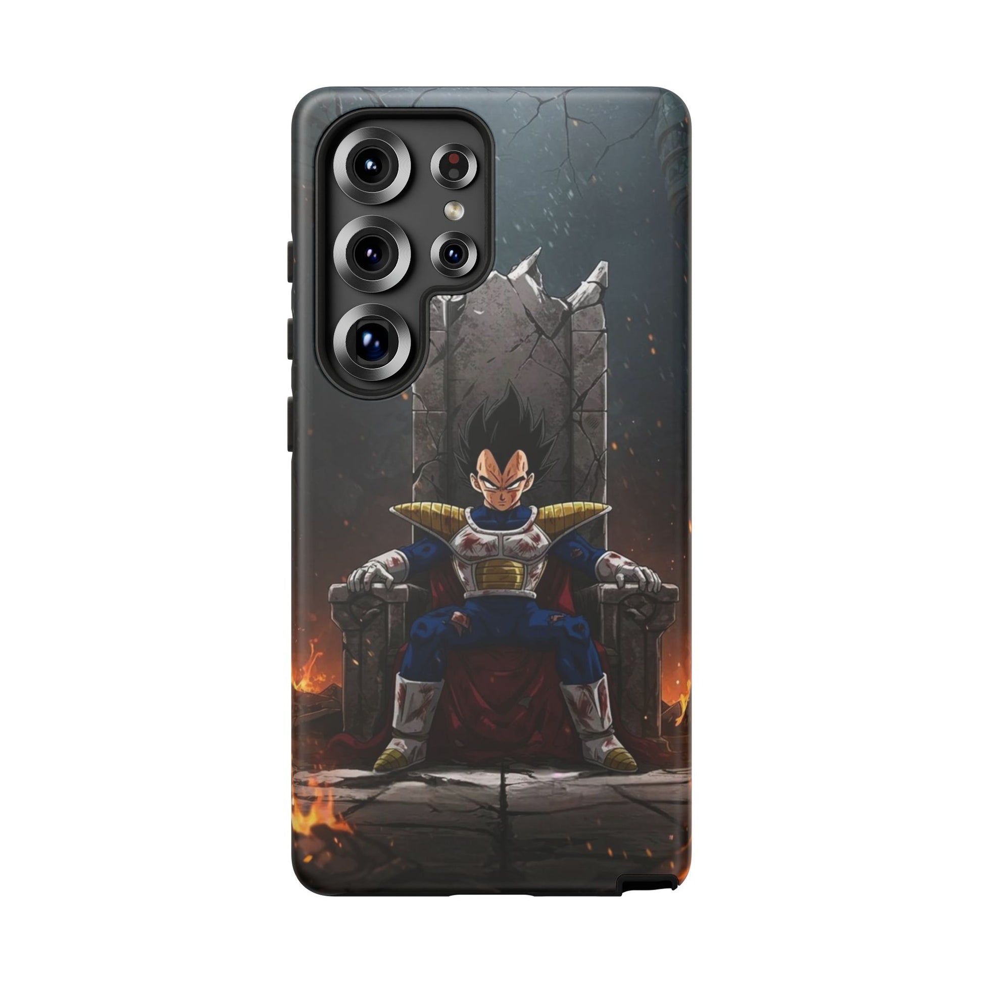 Vegeta on Throne DBZ Theme Tough Cases for iPhones, Samsung, and Pixel