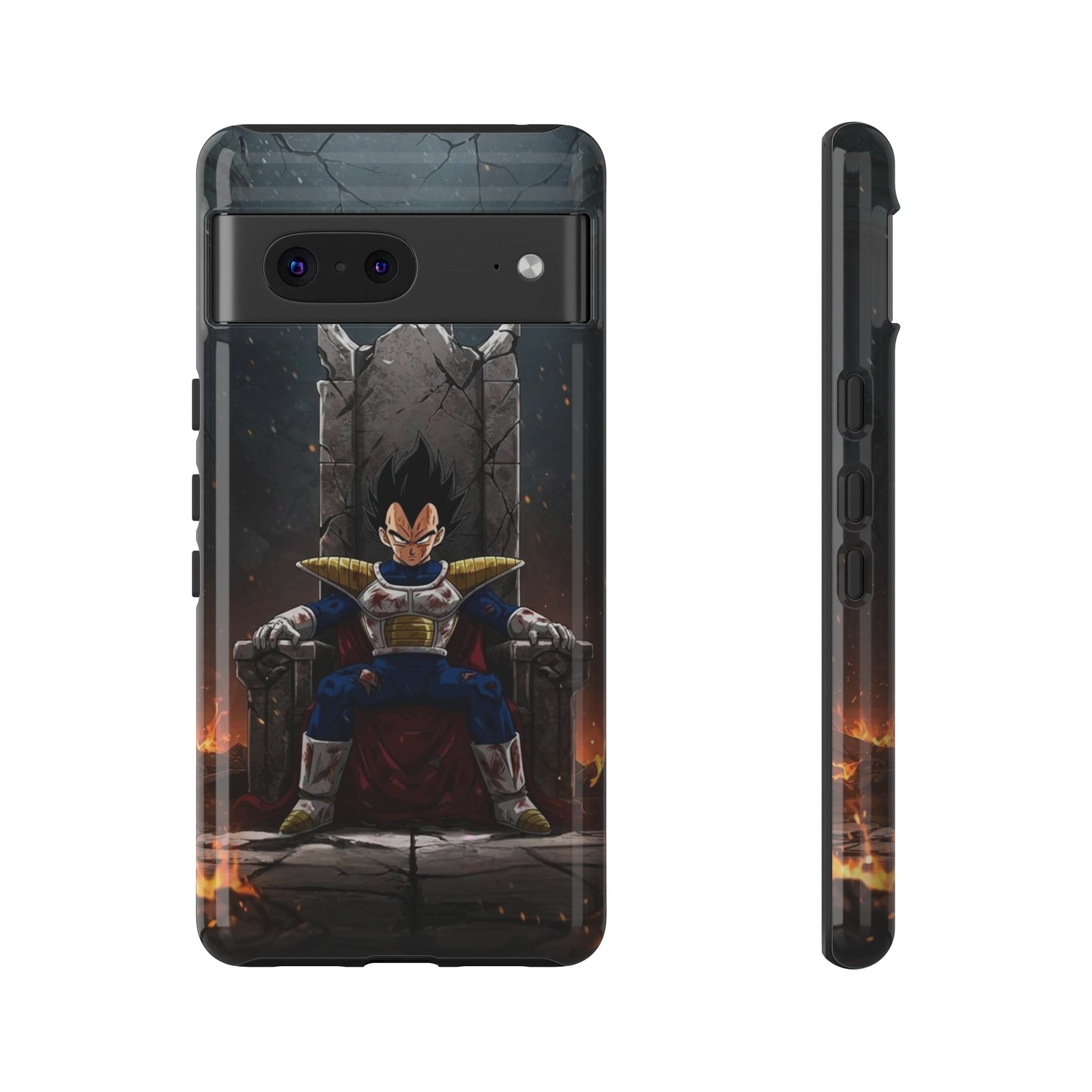 Vegeta on Throne DBZ Theme Tough Cases for iPhones, Samsung, and Pixel