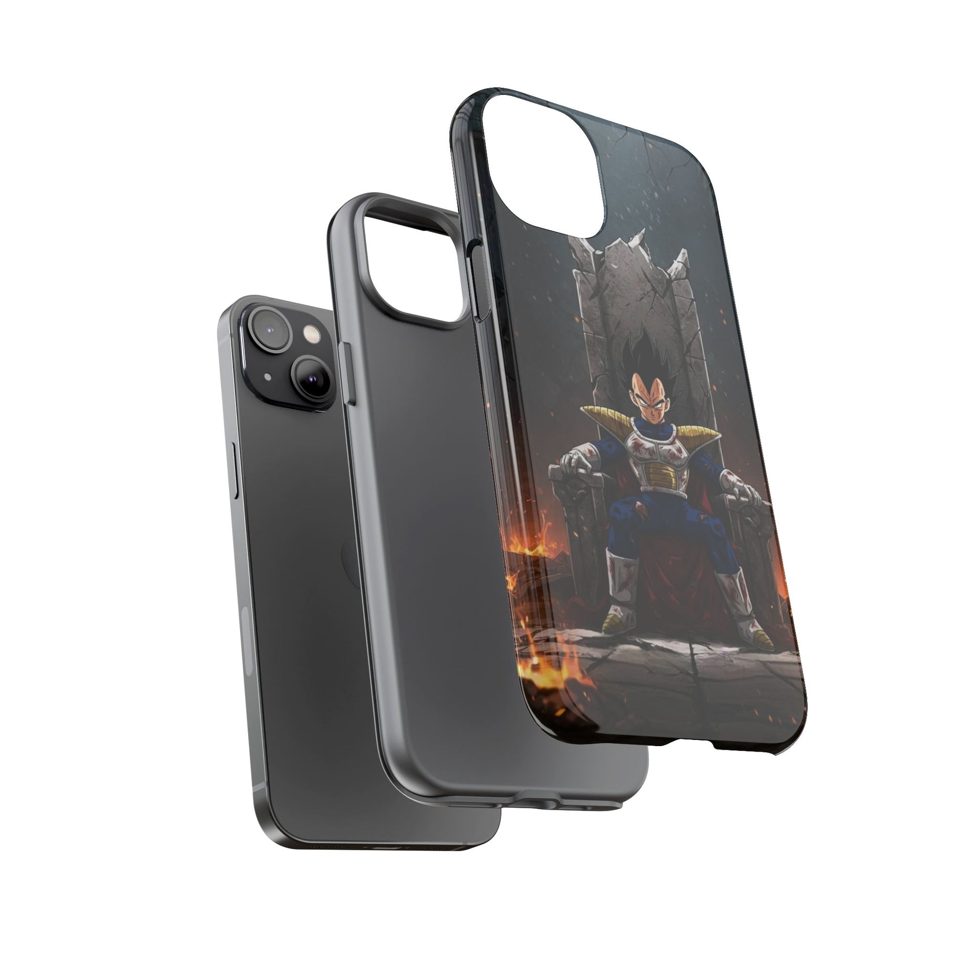 Vegeta on Throne DBZ Theme Tough Cases for iPhones, Samsung, and Pixel