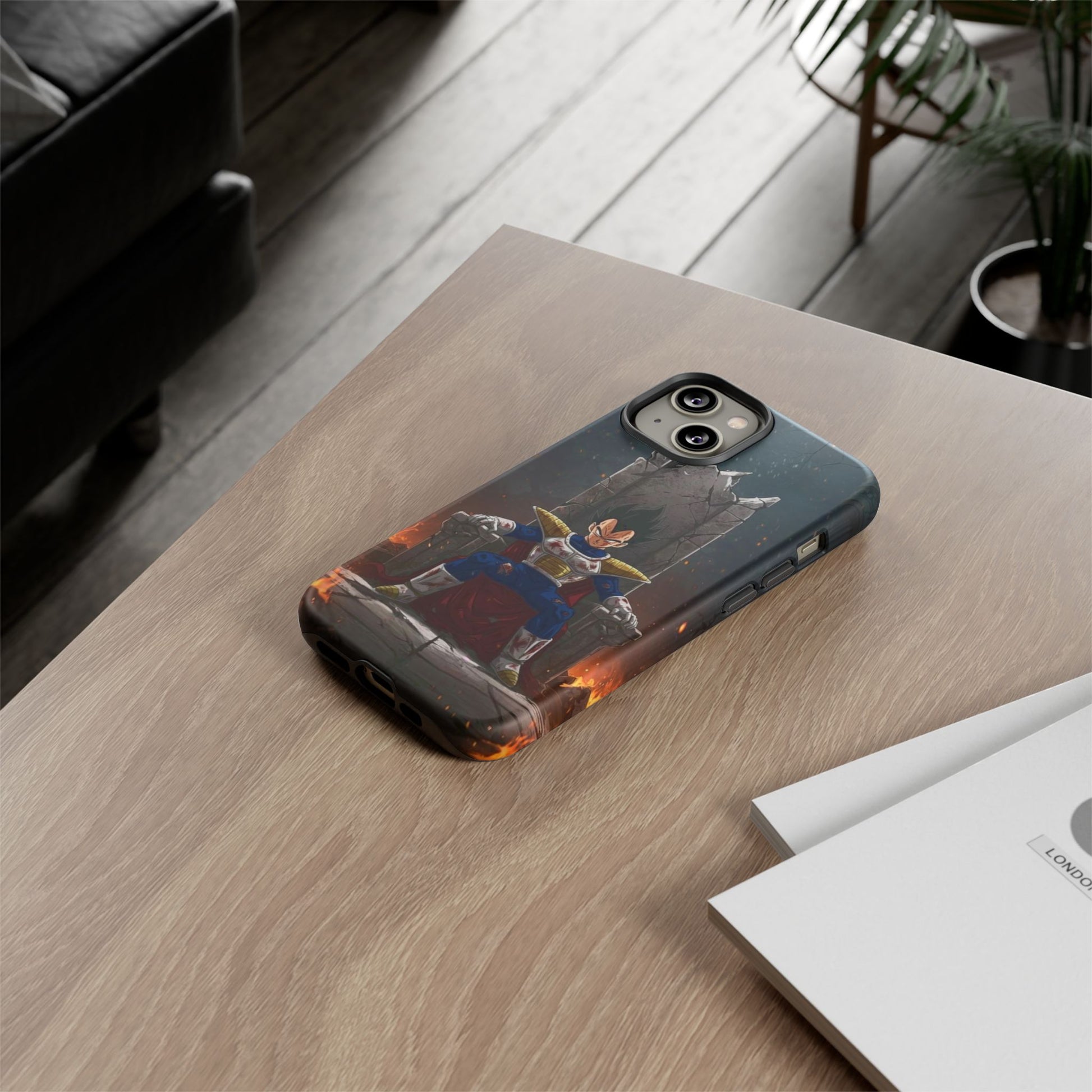 Vegeta on Throne DBZ Theme Tough Cases for iPhones, Samsung, and Pixel