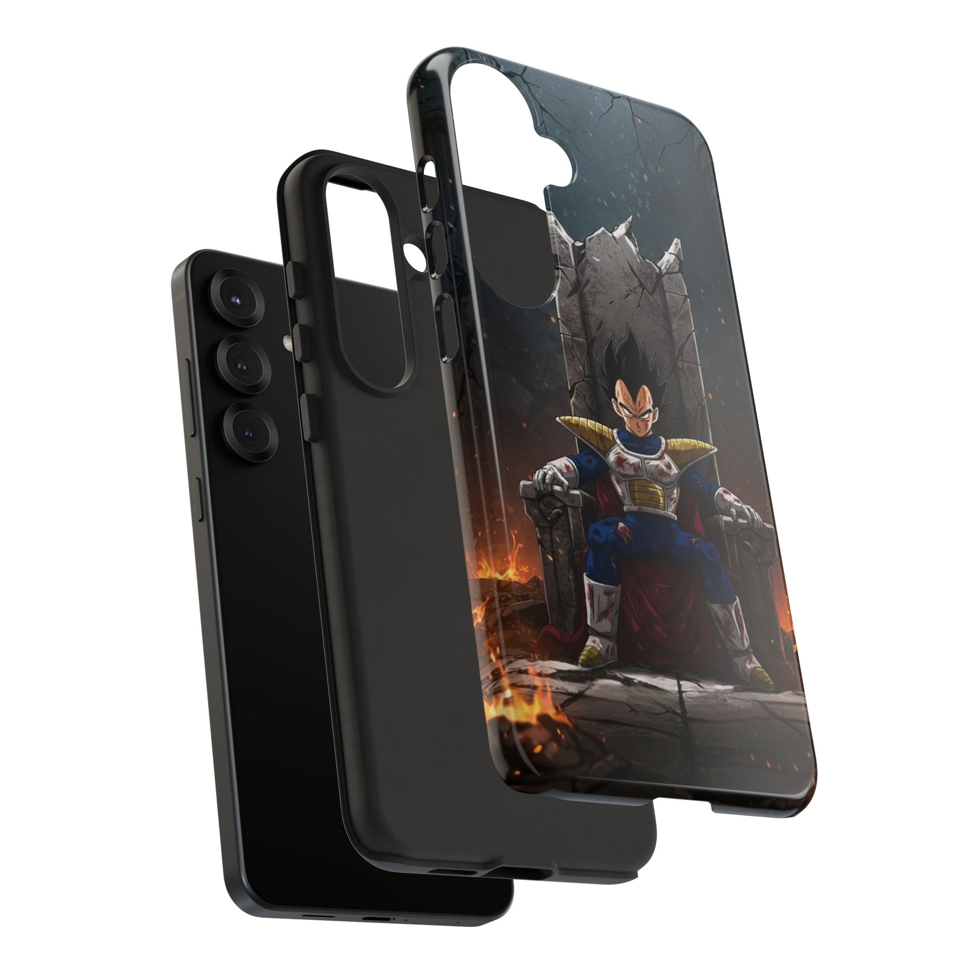 Vegeta on Throne DBZ Theme Tough Cases for iPhones, Samsung, and Pixel
