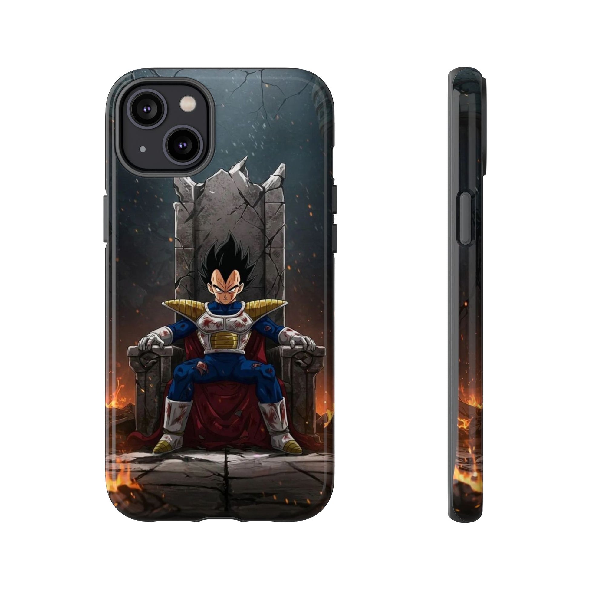 Vegeta on Throne DBZ Theme Tough Cases for iPhones, Samsung, and Pixel