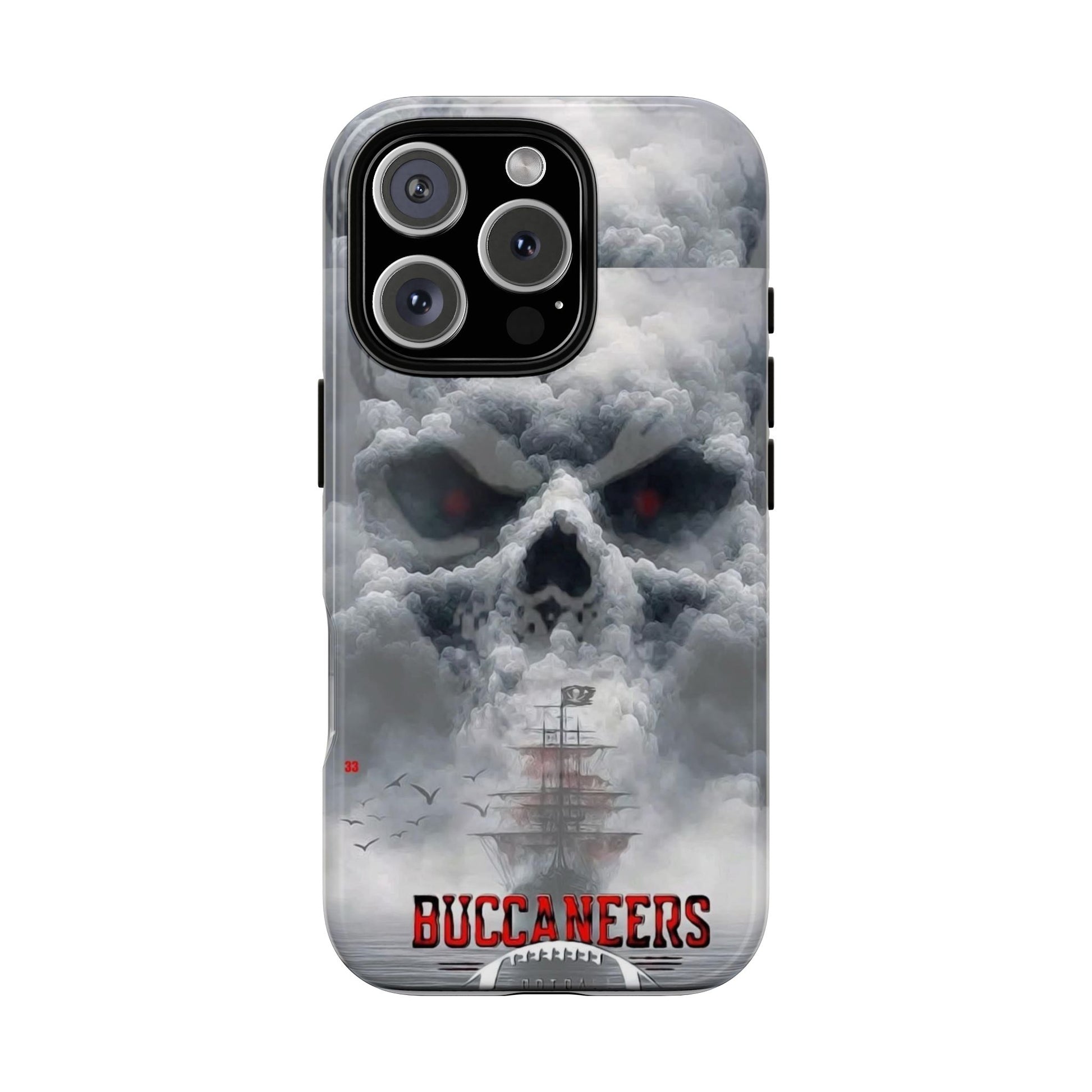 Skull Pirate Ship Football Buccaneers Tough Cases for iPhones, Samsung, and Pixel