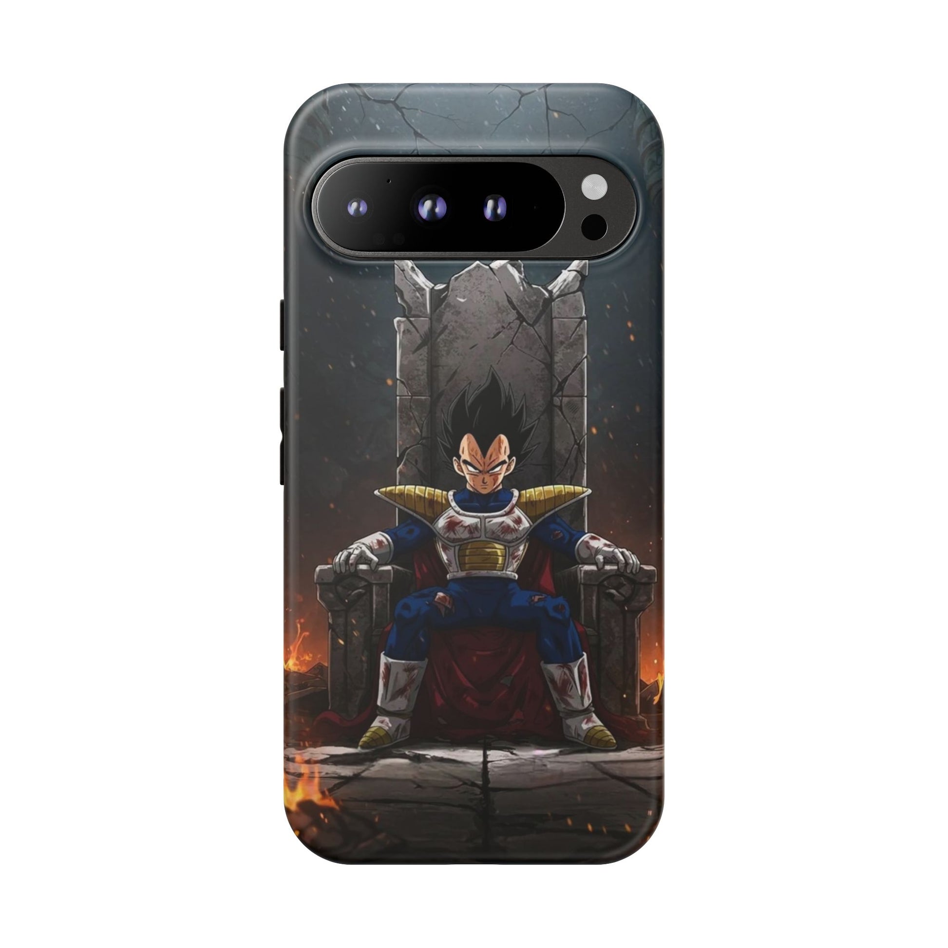 Vegeta on Throne DBZ Theme Tough Cases for iPhones, Samsung, and Pixel