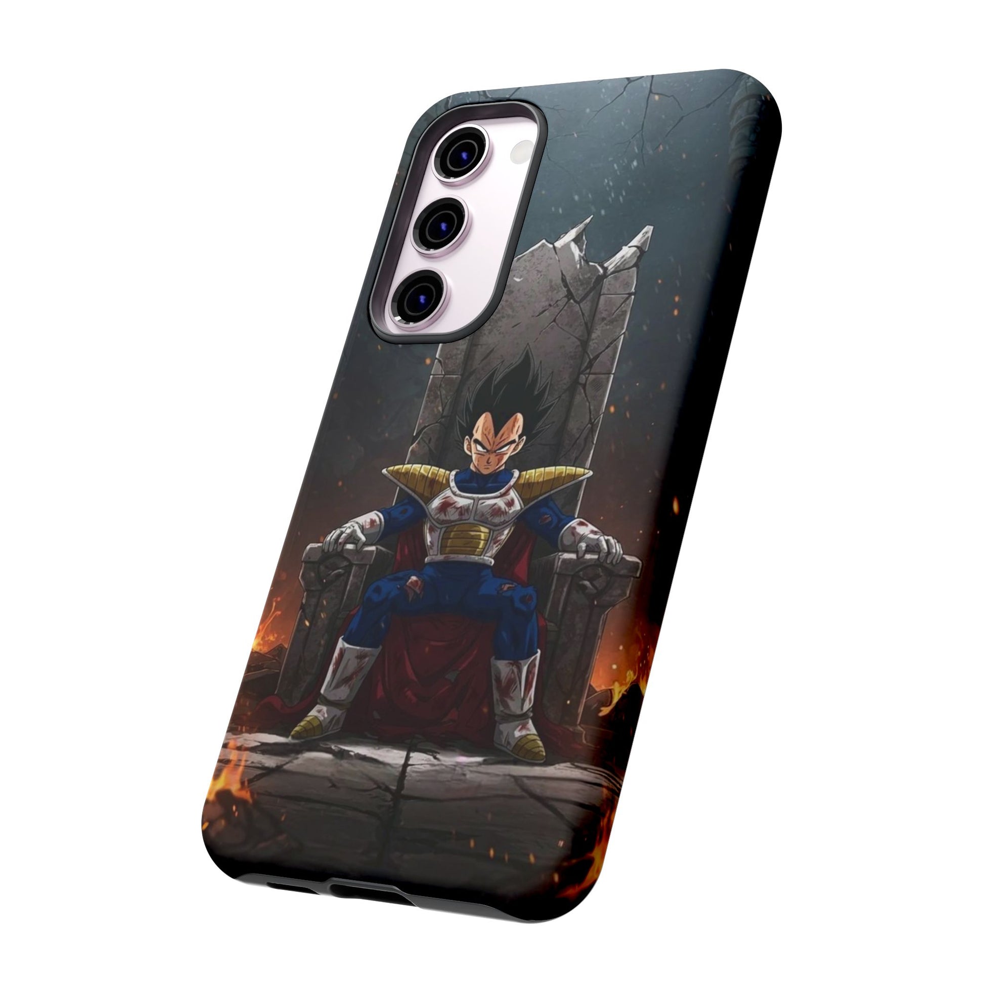 Vegeta on Throne DBZ Theme Tough Cases for iPhones, Samsung, and Pixel