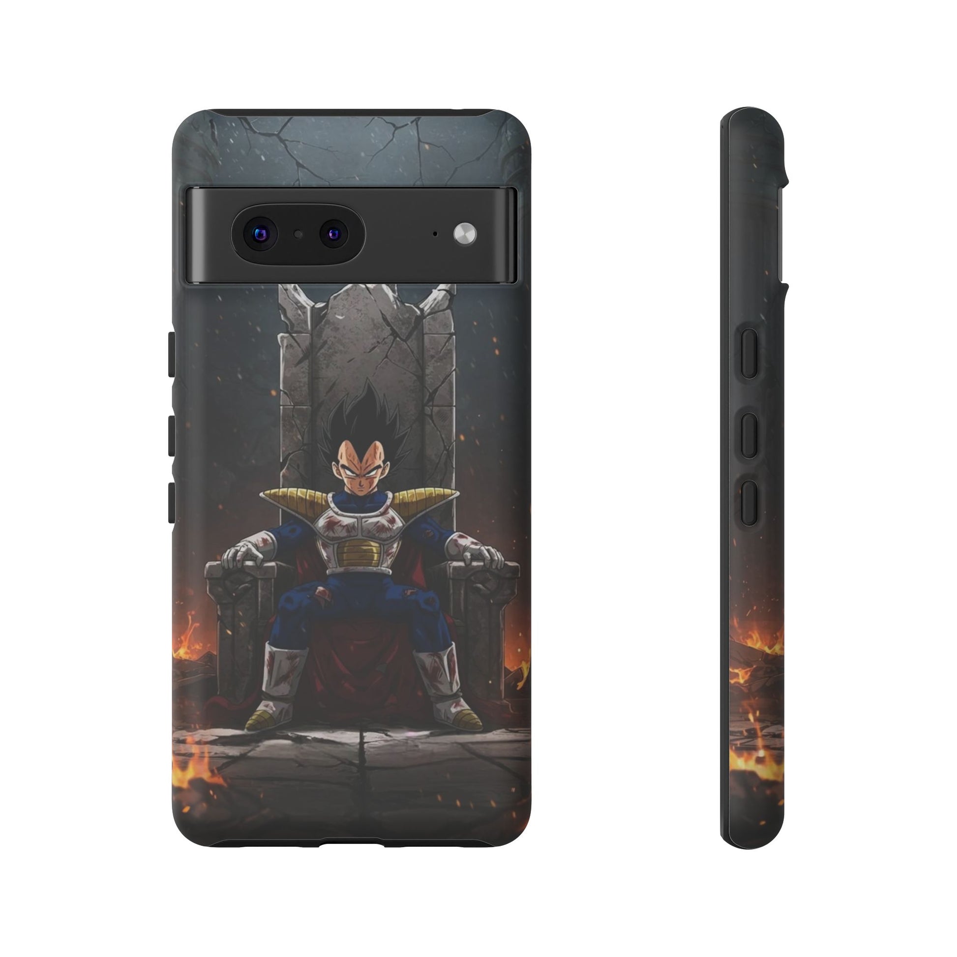 Vegeta on Throne DBZ Theme Tough Cases for iPhones, Samsung, and Pixel