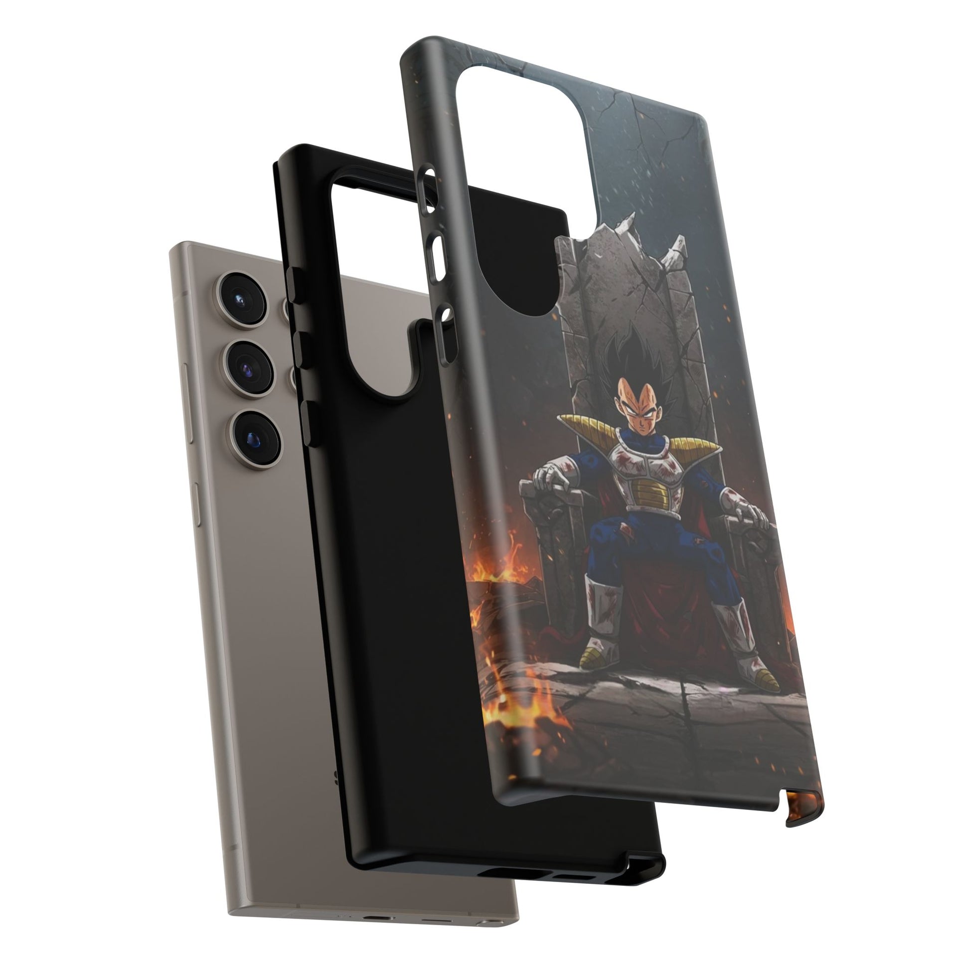 Vegeta on Throne DBZ Theme Tough Cases for iPhones, Samsung, and Pixel