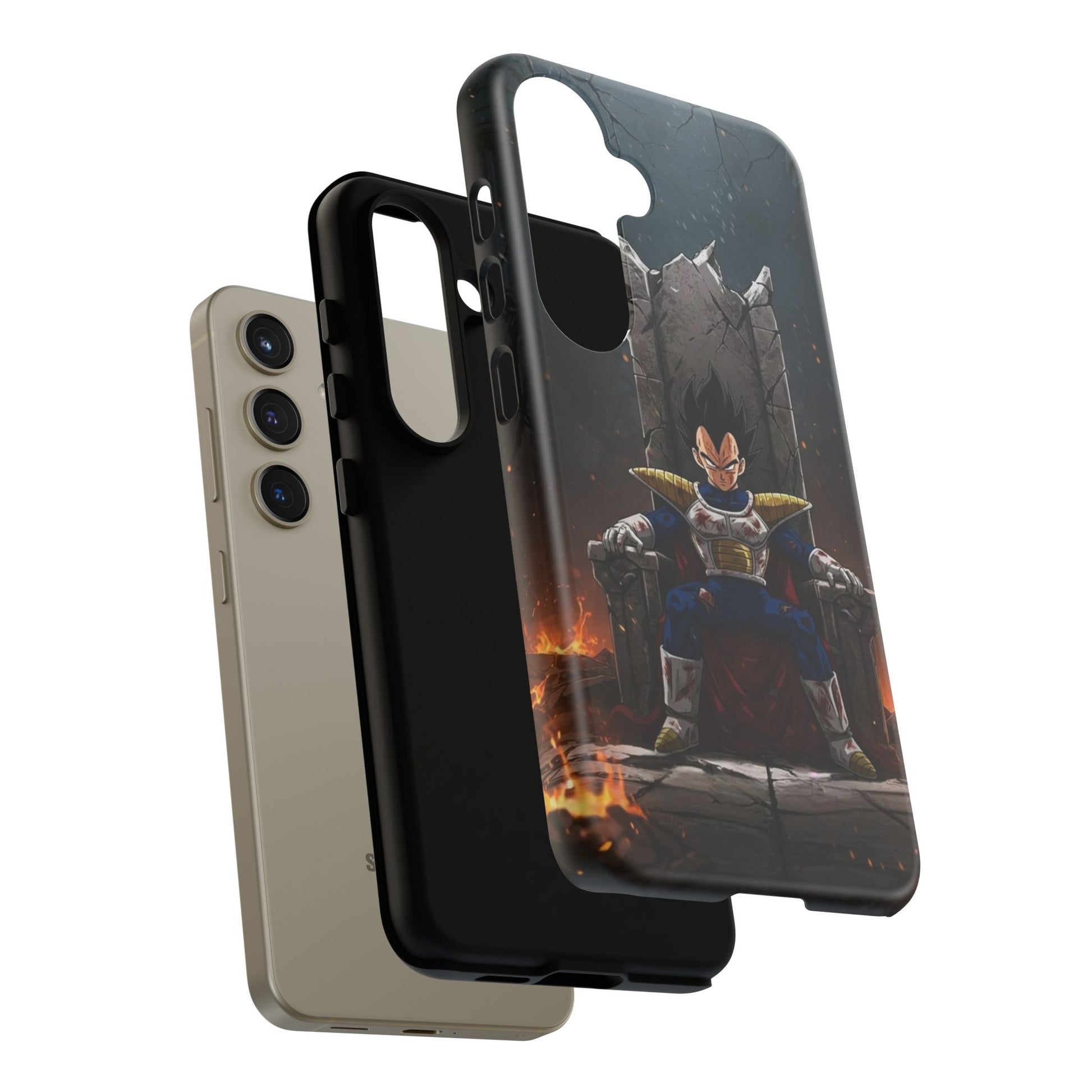 Vegeta on Throne DBZ Theme Tough Cases for iPhones, Samsung, and Pixel