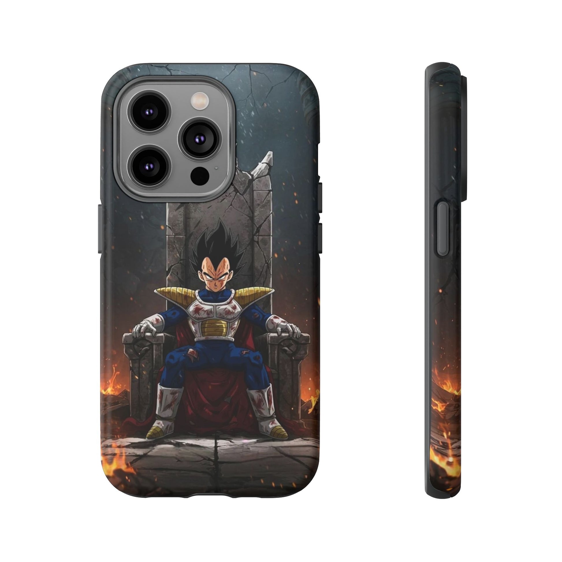 Vegeta on Throne DBZ Theme Tough Cases for iPhones, Samsung, and Pixel