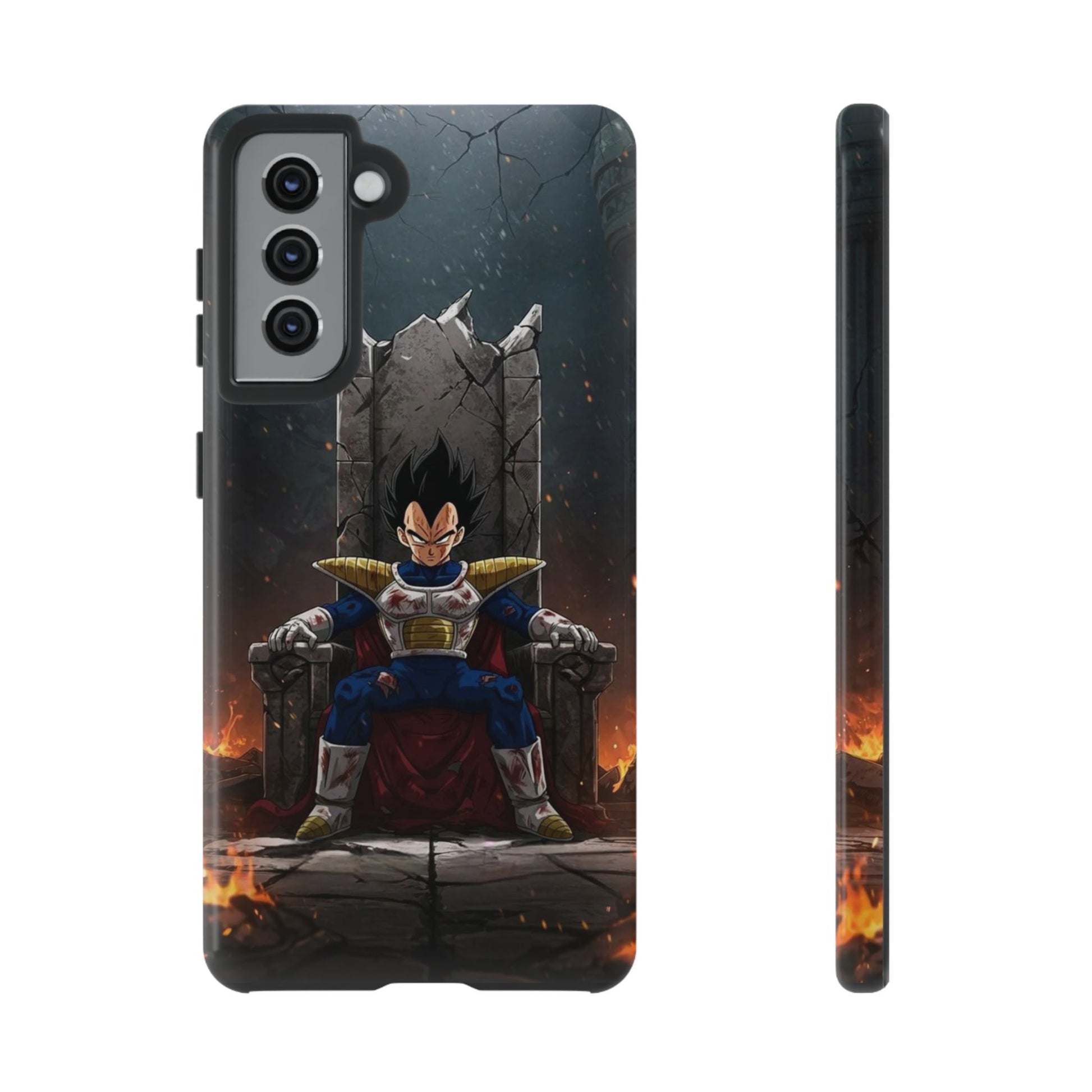 Vegeta on Throne DBZ Theme Tough Cases for iPhones, Samsung, and Pixel