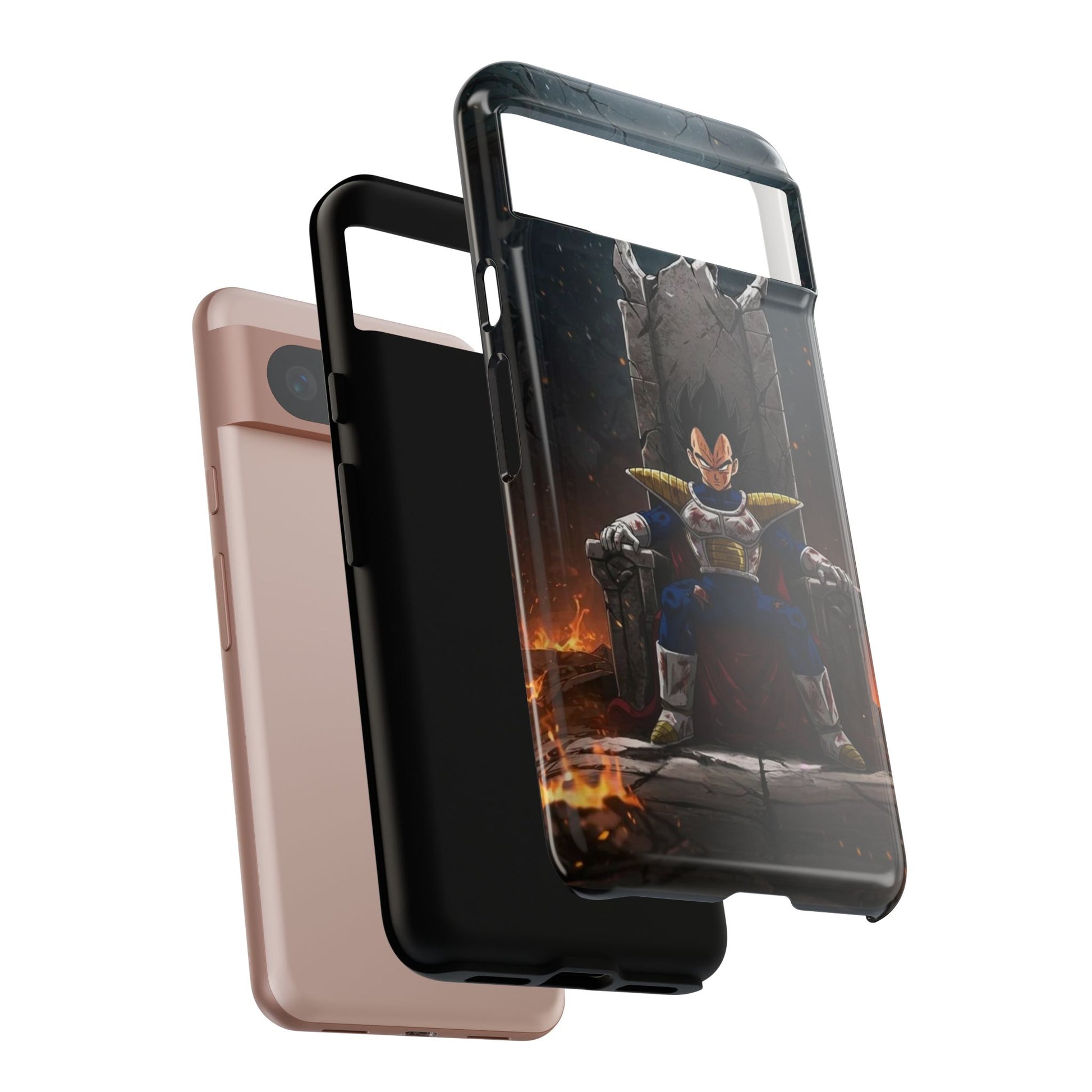 Vegeta on Throne DBZ Theme Tough Cases for iPhones, Samsung, and Pixel