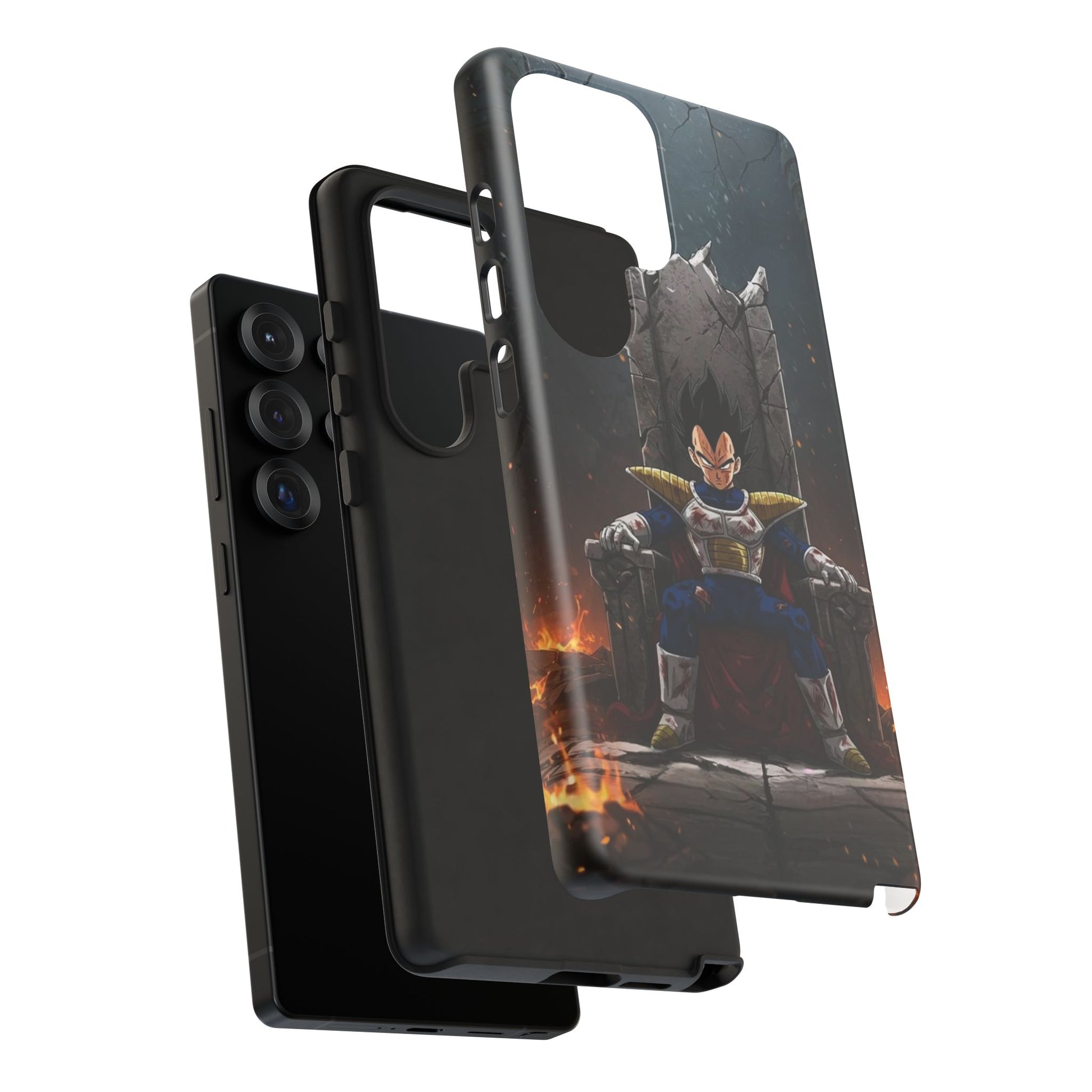 Vegeta on Throne DBZ Theme Tough Cases for iPhones, Samsung, and Pixel