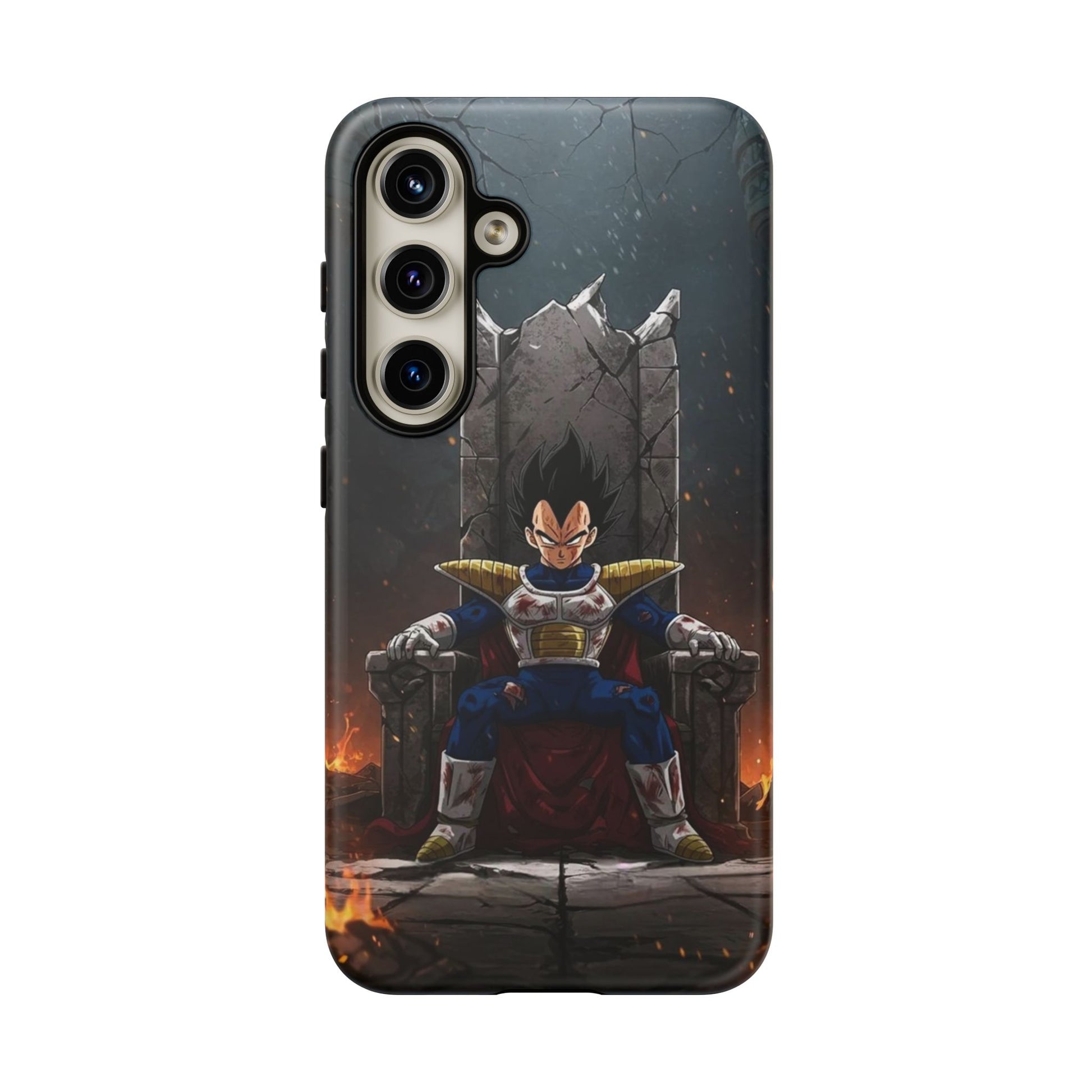 Vegeta on Throne DBZ Theme Tough Cases for iPhones, Samsung, and Pixel