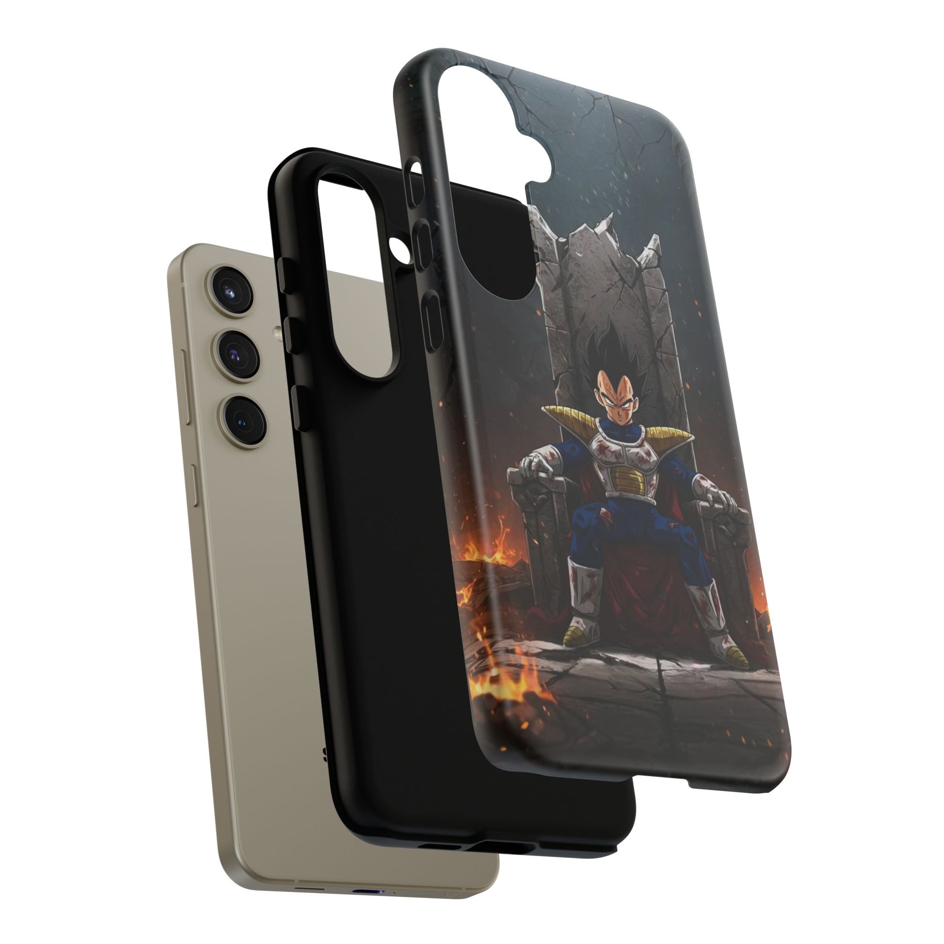 Vegeta on Throne DBZ Theme Tough Cases for iPhones, Samsung, and Pixel