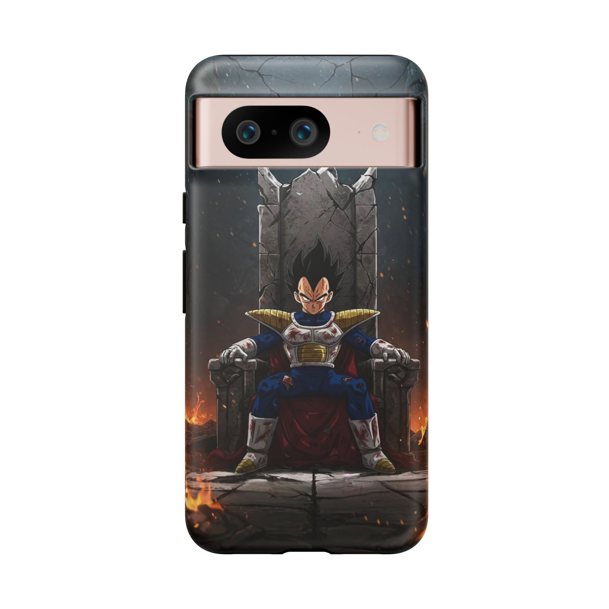 Vegeta on Throne DBZ Theme Tough Cases for iPhones, Samsung, and Pixel