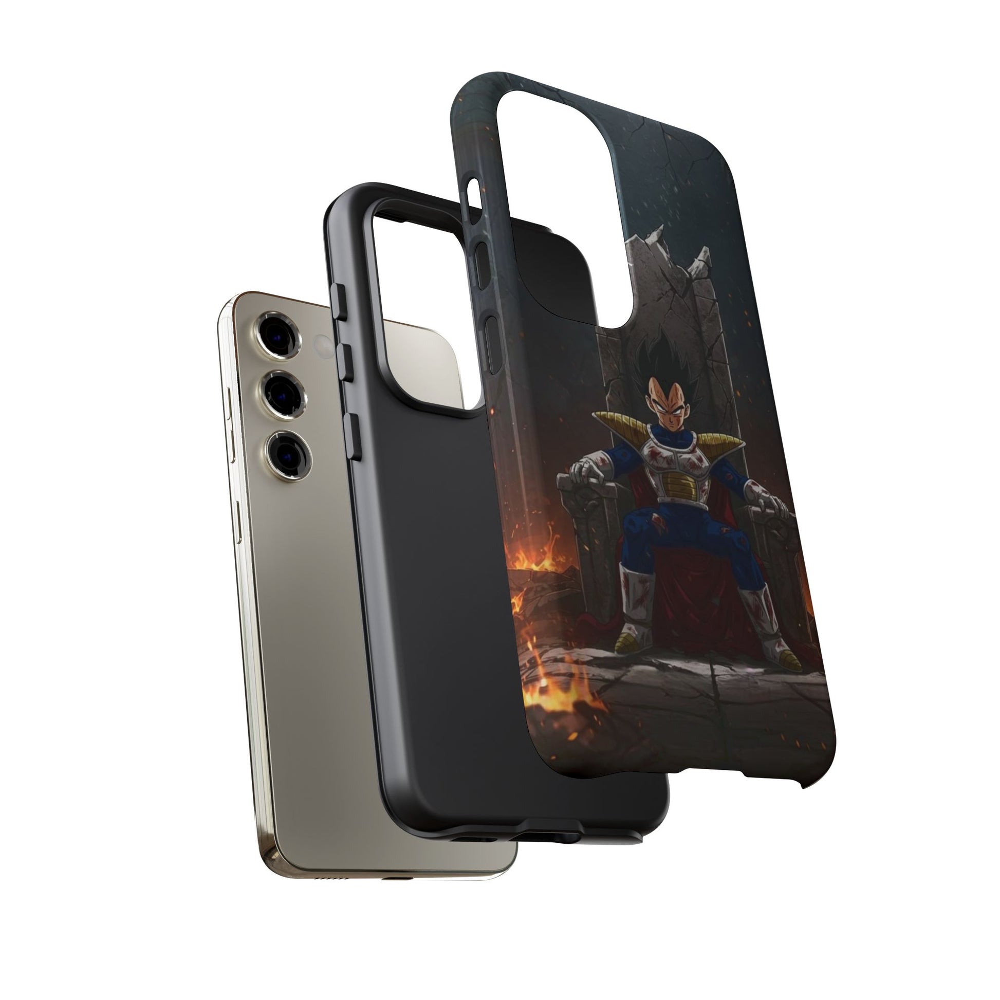 Vegeta on Throne DBZ Theme Tough Cases for iPhones, Samsung, and Pixel