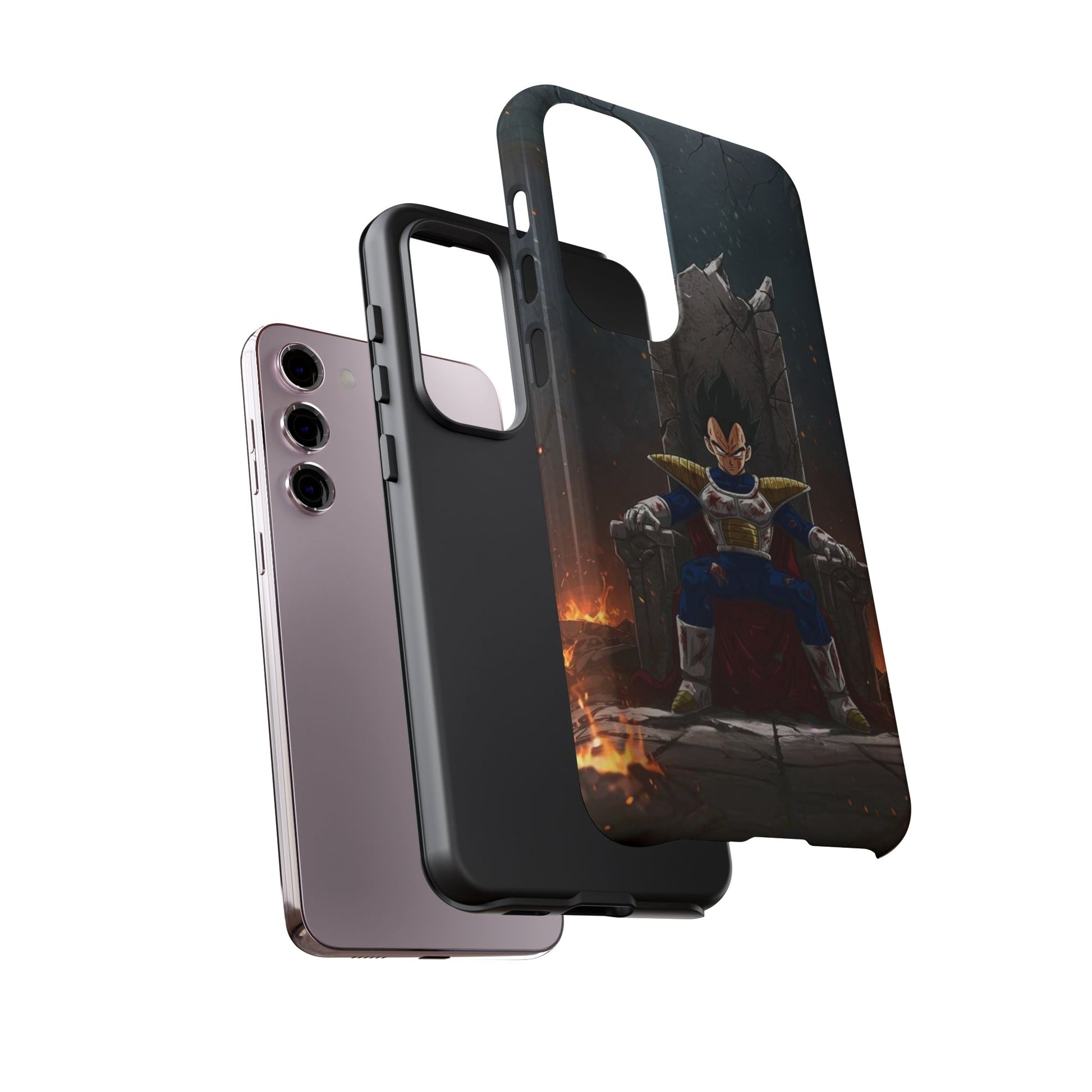 Vegeta on Throne DBZ Theme Tough Cases for iPhones, Samsung, and Pixel