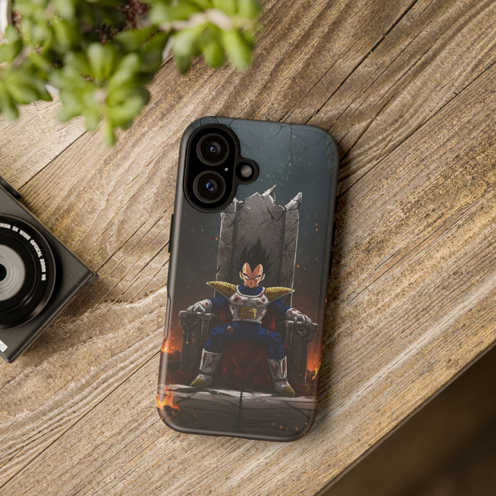 Vegeta on Throne DBZ Theme Tough Cases for iPhones, Samsung, and Pixel