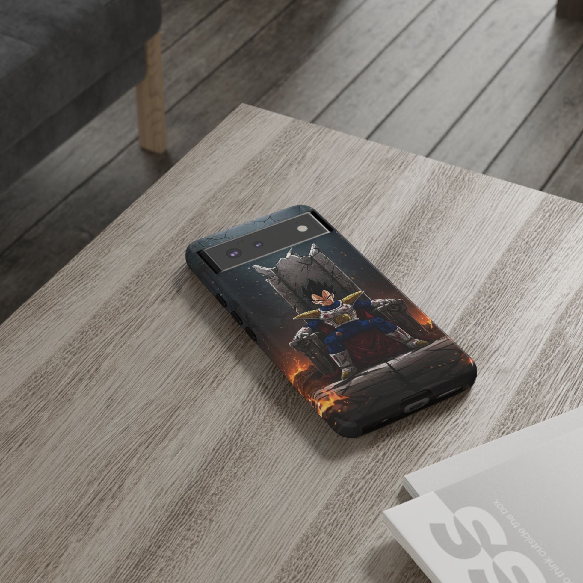Vegeta on Throne DBZ Theme Tough Cases for iPhones, Samsung, and Pixel