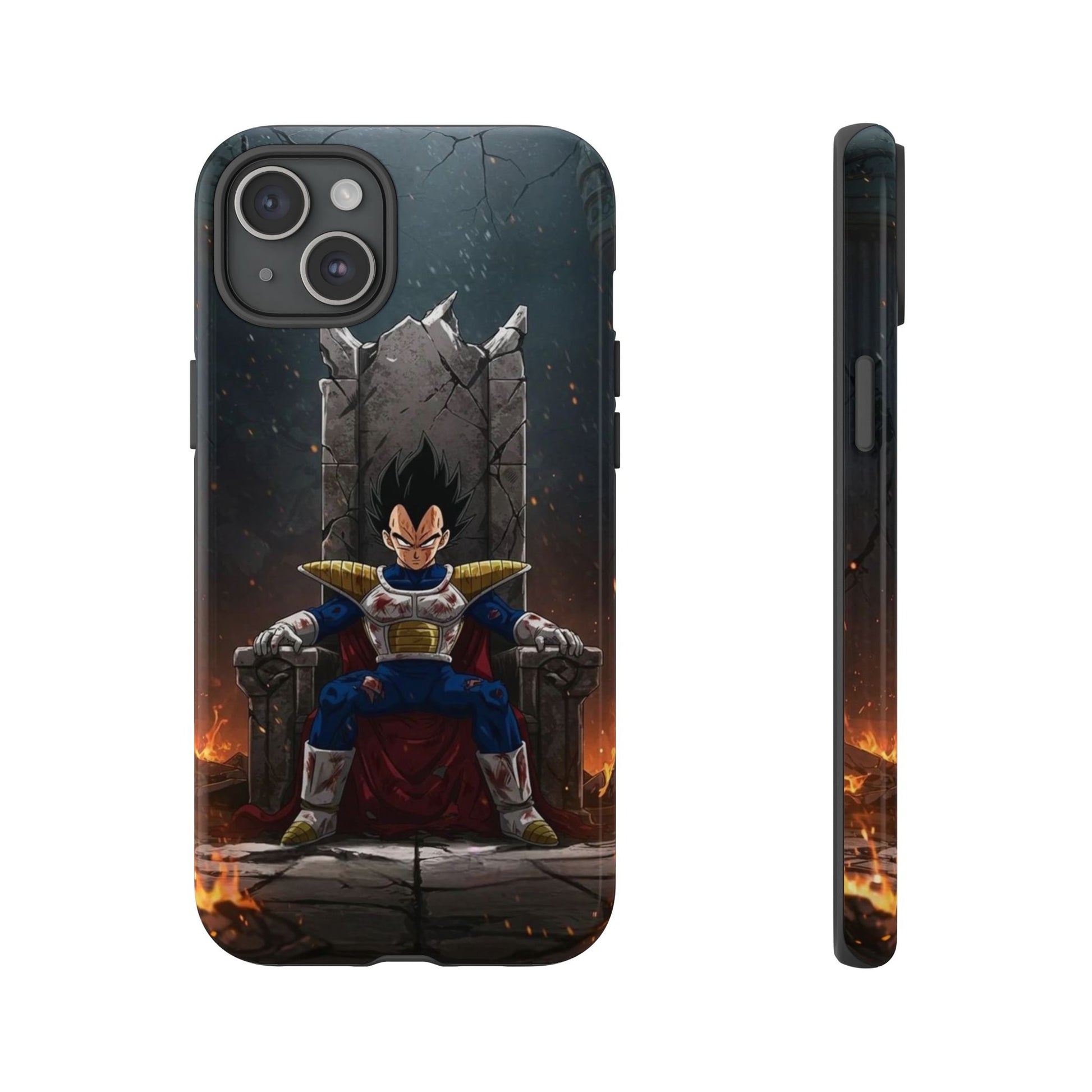 Vegeta on Throne DBZ Theme Tough Cases for iPhones, Samsung, and Pixel