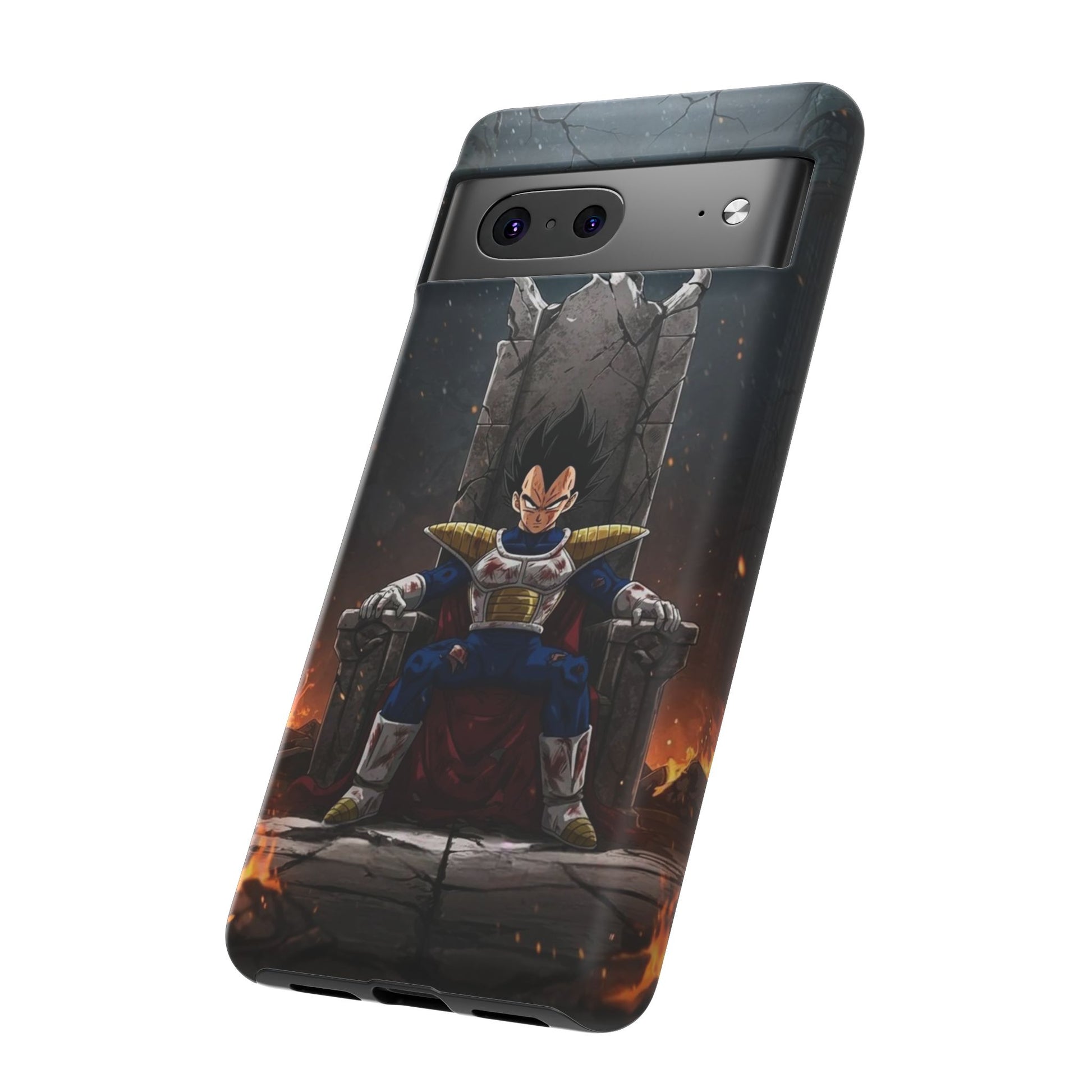Vegeta on Throne DBZ Theme Tough Cases for iPhones, Samsung, and Pixel