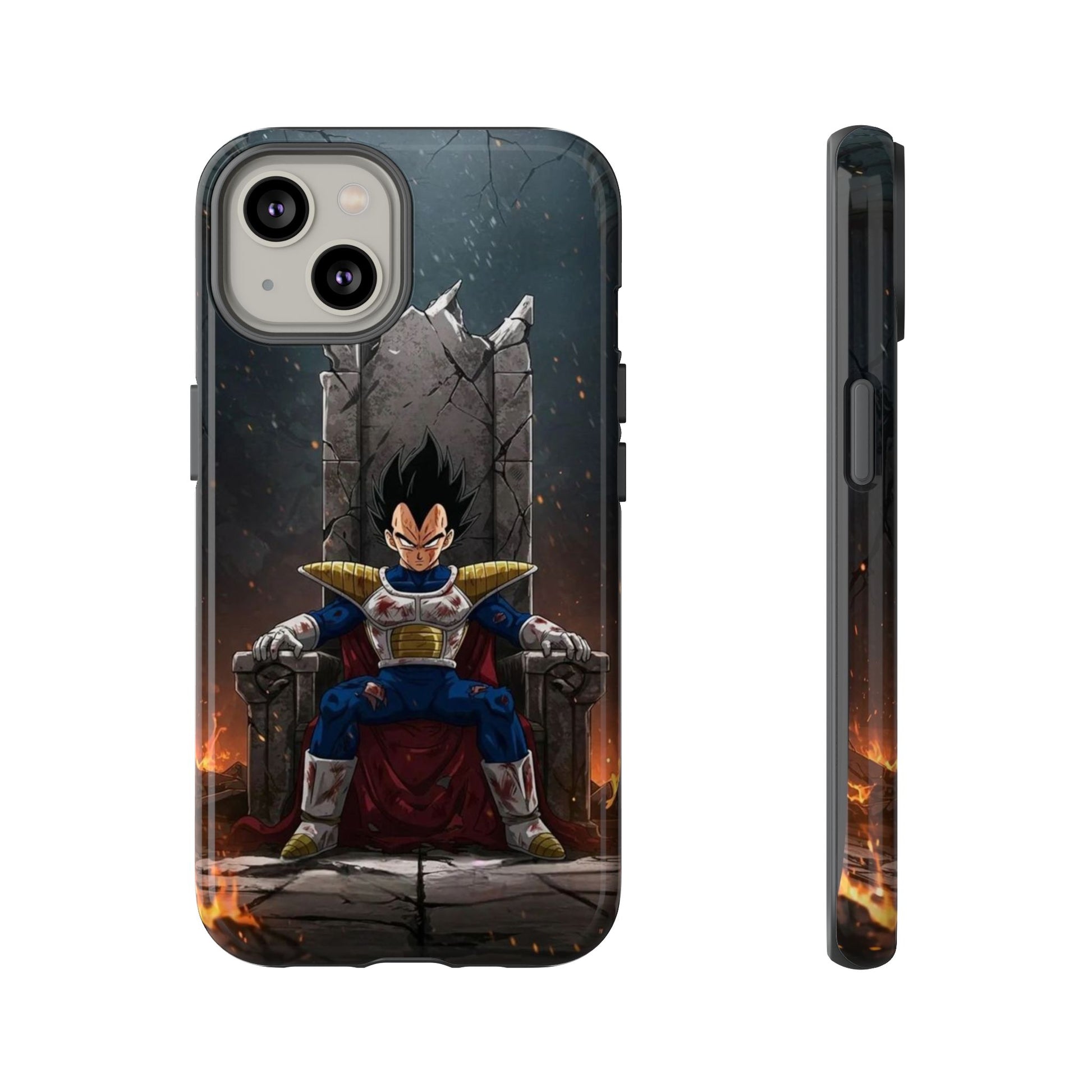 Vegeta on Throne DBZ Theme Tough Cases for iPhones, Samsung, and Pixel