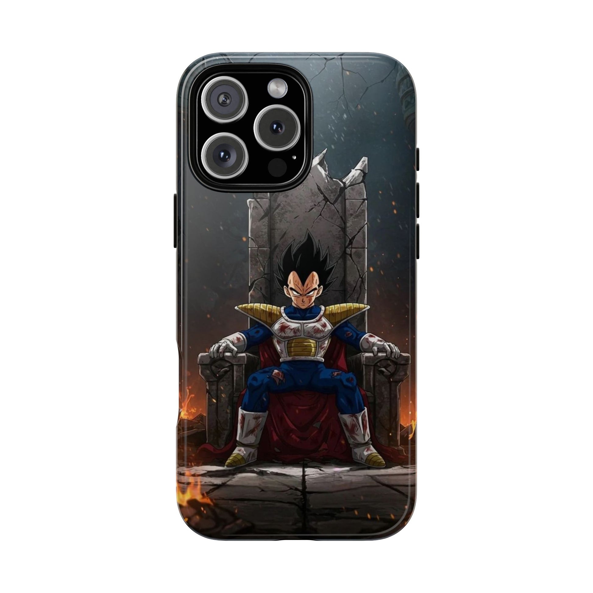 Vegeta on Throne DBZ Theme Tough Cases for iPhones, Samsung, and Pixel