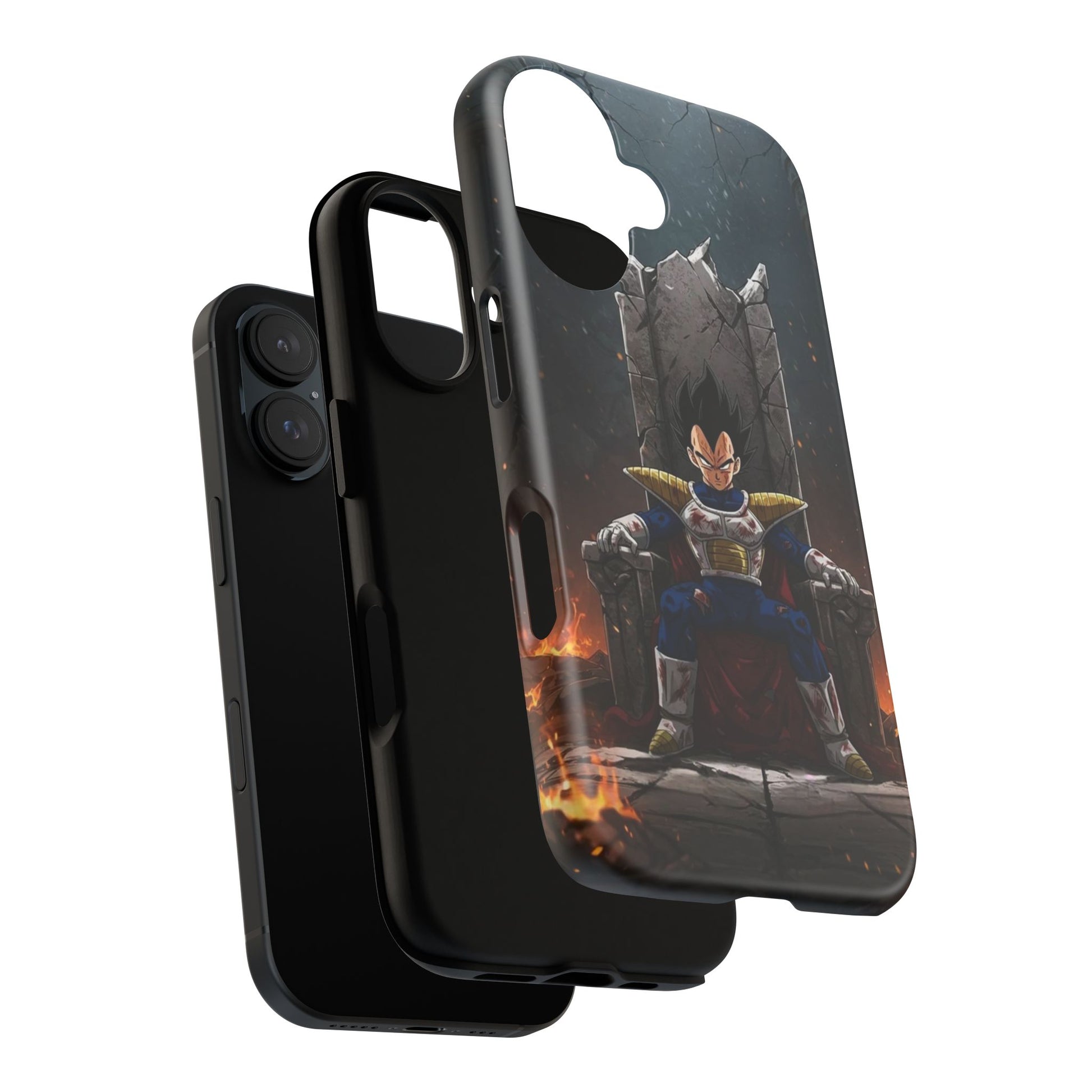 Vegeta on Throne DBZ Theme Tough Cases for iPhones, Samsung, and Pixel