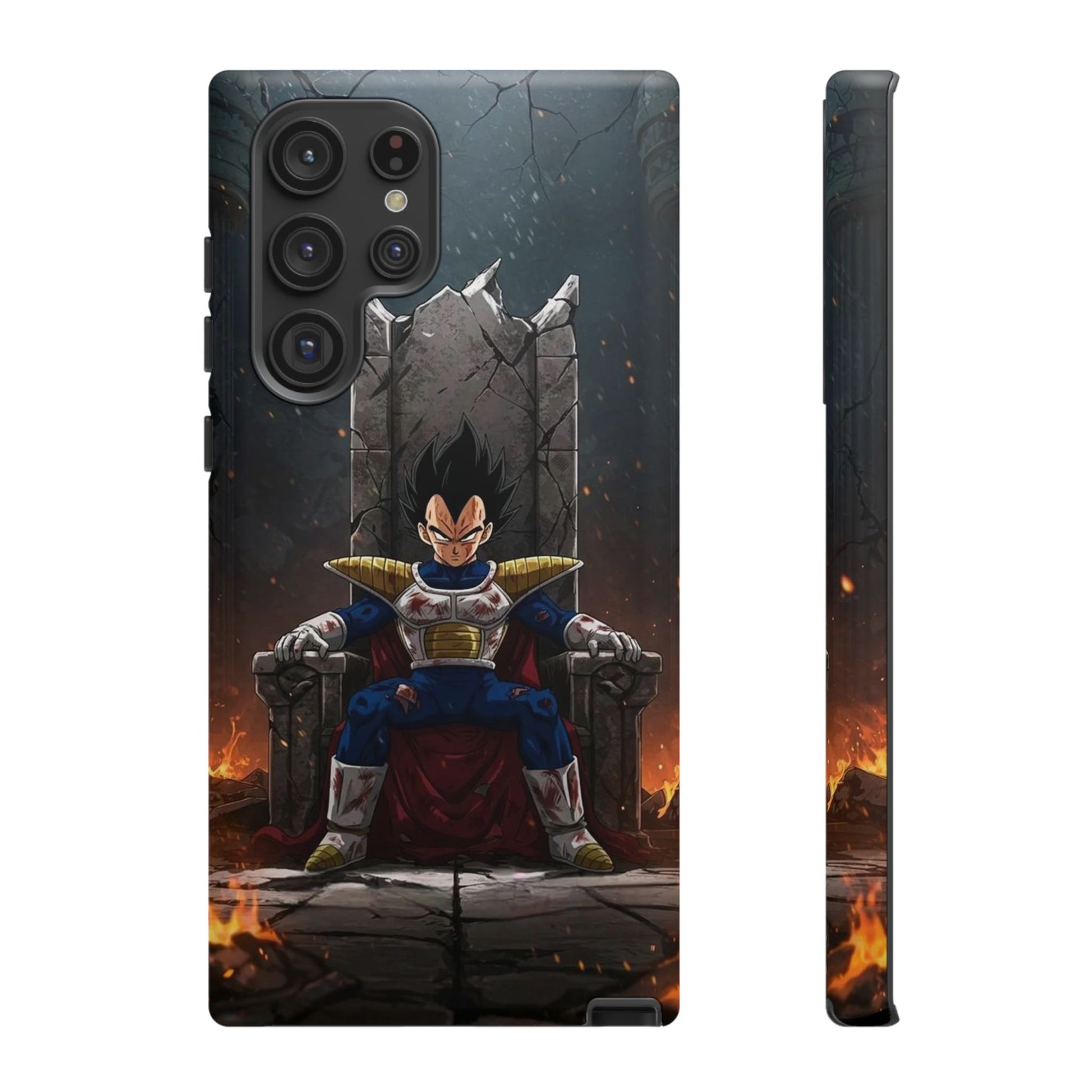 Vegeta on Throne DBZ Theme Tough Cases for iPhones, Samsung, and Pixel