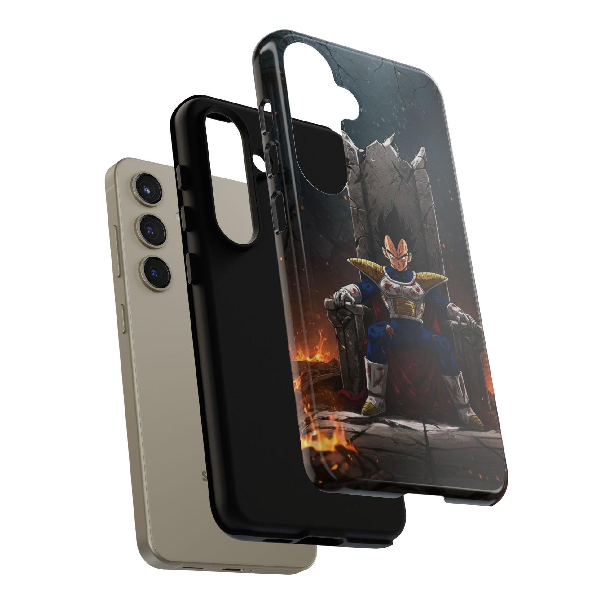 Vegeta on Throne DBZ Theme Tough Cases for iPhones, Samsung, and Pixel