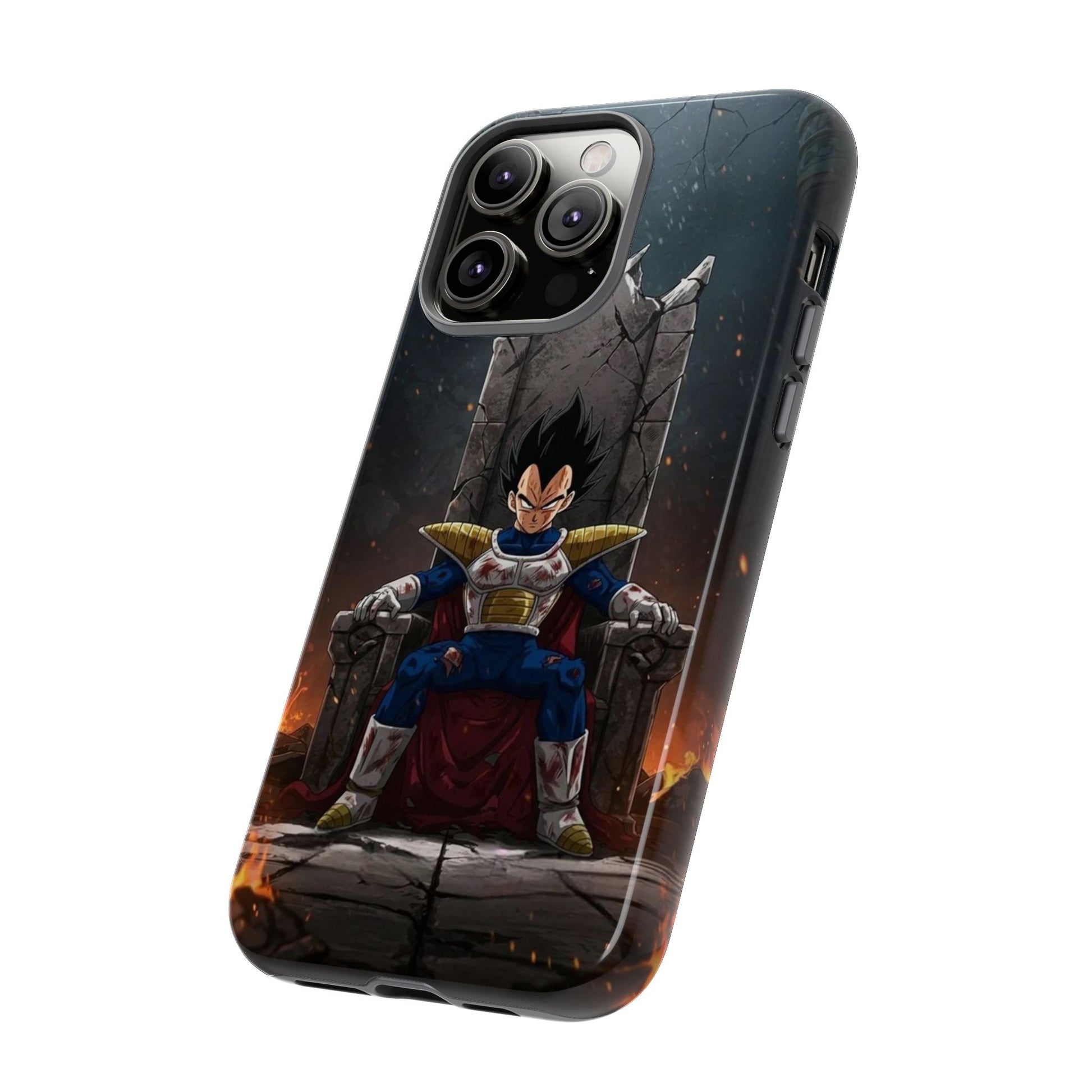 Vegeta on Throne DBZ Theme Tough Cases for iPhones, Samsung, and Pixel