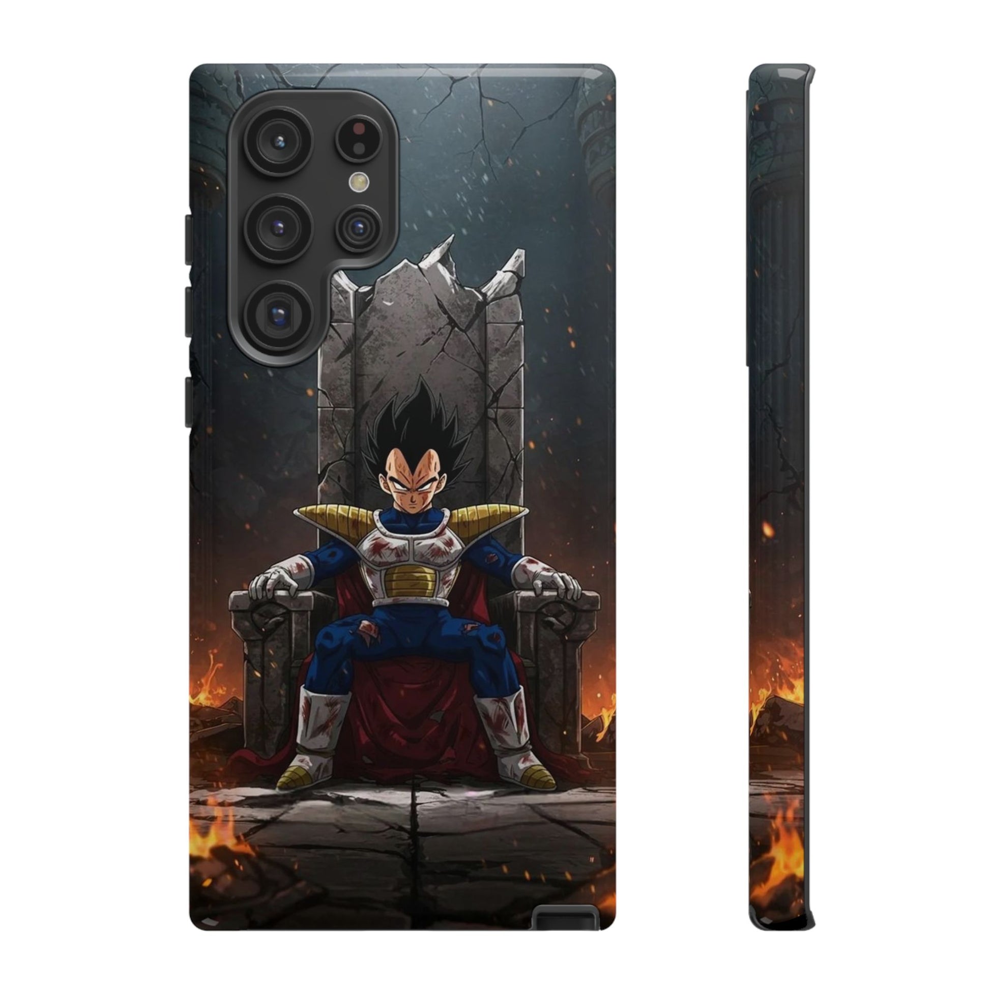 Vegeta on Throne DBZ Theme Tough Cases for iPhones, Samsung, and Pixel