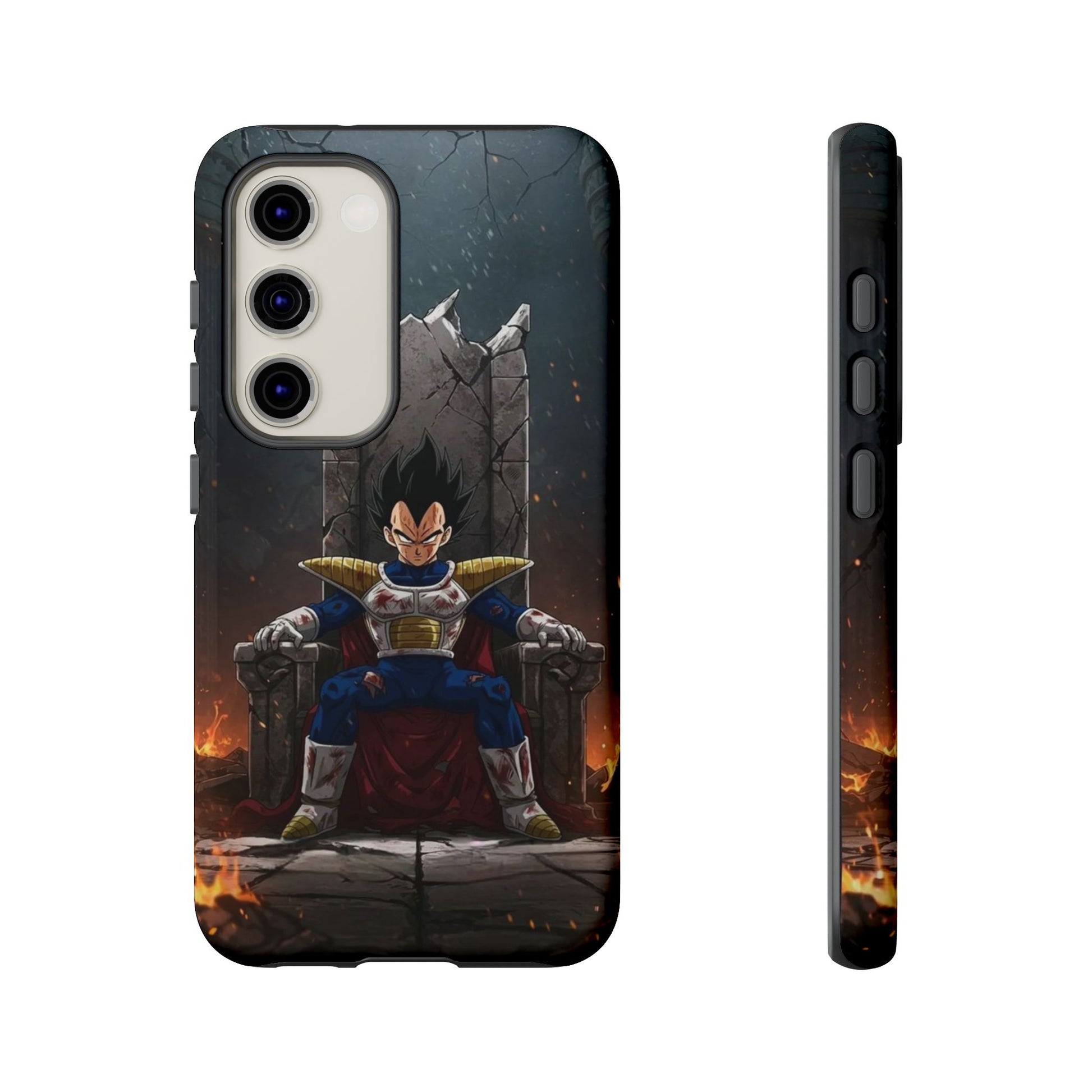 Vegeta on Throne DBZ Theme Tough Cases for iPhones, Samsung, and Pixel