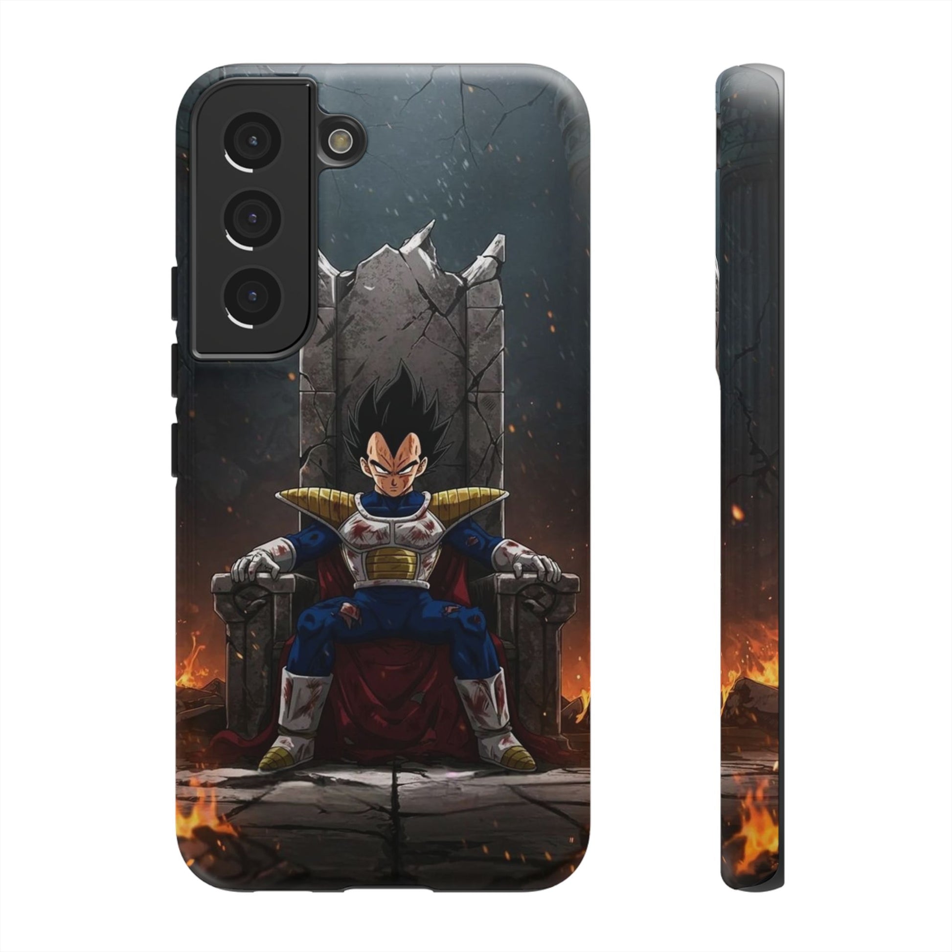 Vegeta on Throne DBZ Theme Tough Cases for iPhones, Samsung, and Pixel