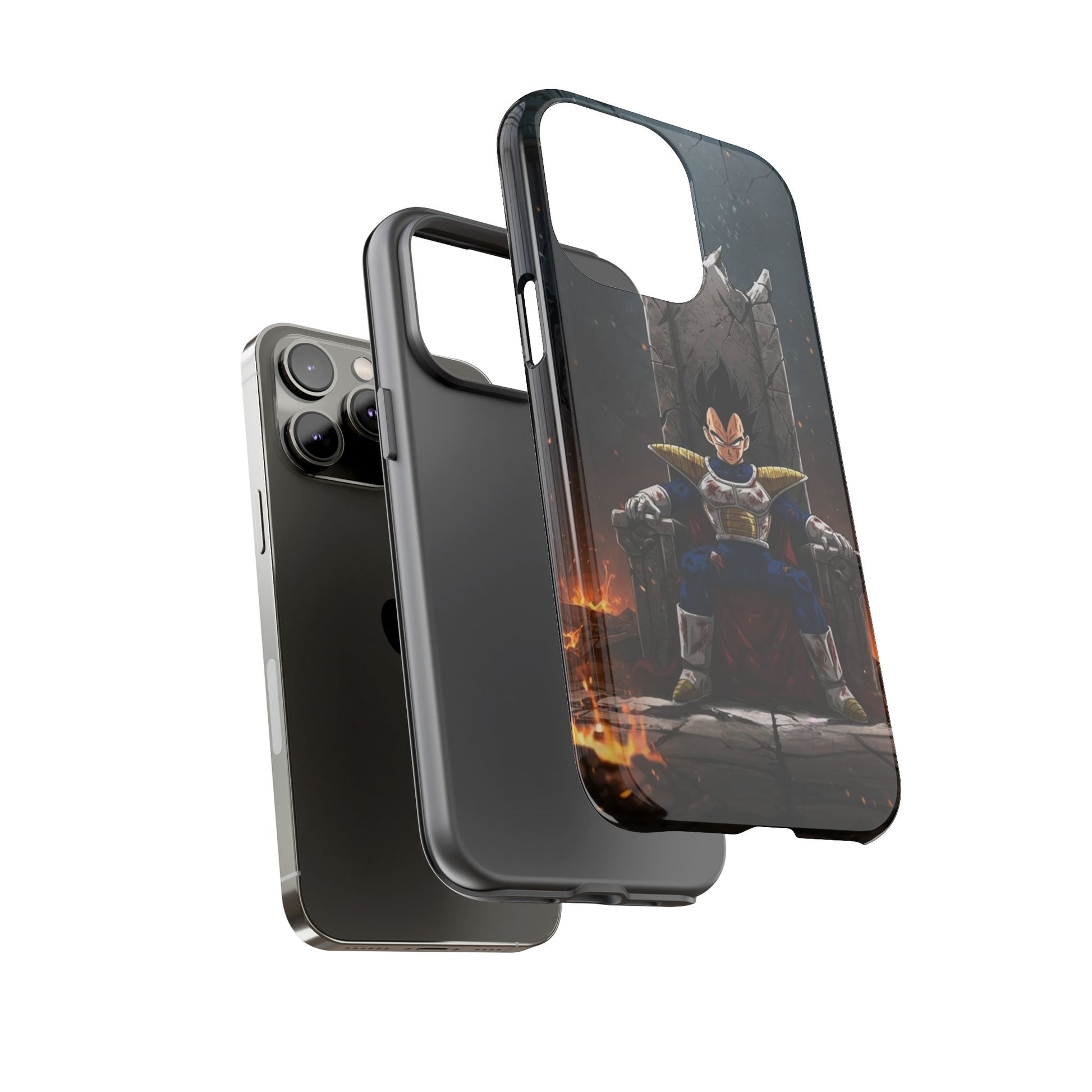 Vegeta on Throne DBZ Theme Tough Cases for iPhones, Samsung, and Pixel