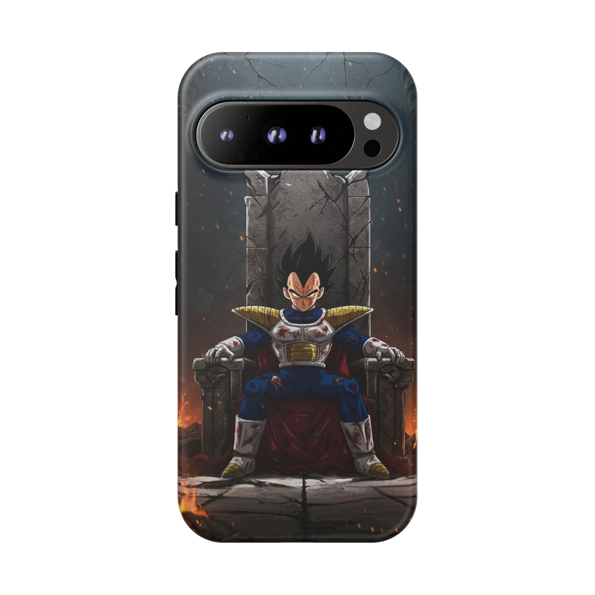 Vegeta on Throne DBZ Theme Tough Cases for iPhones, Samsung, and Pixel