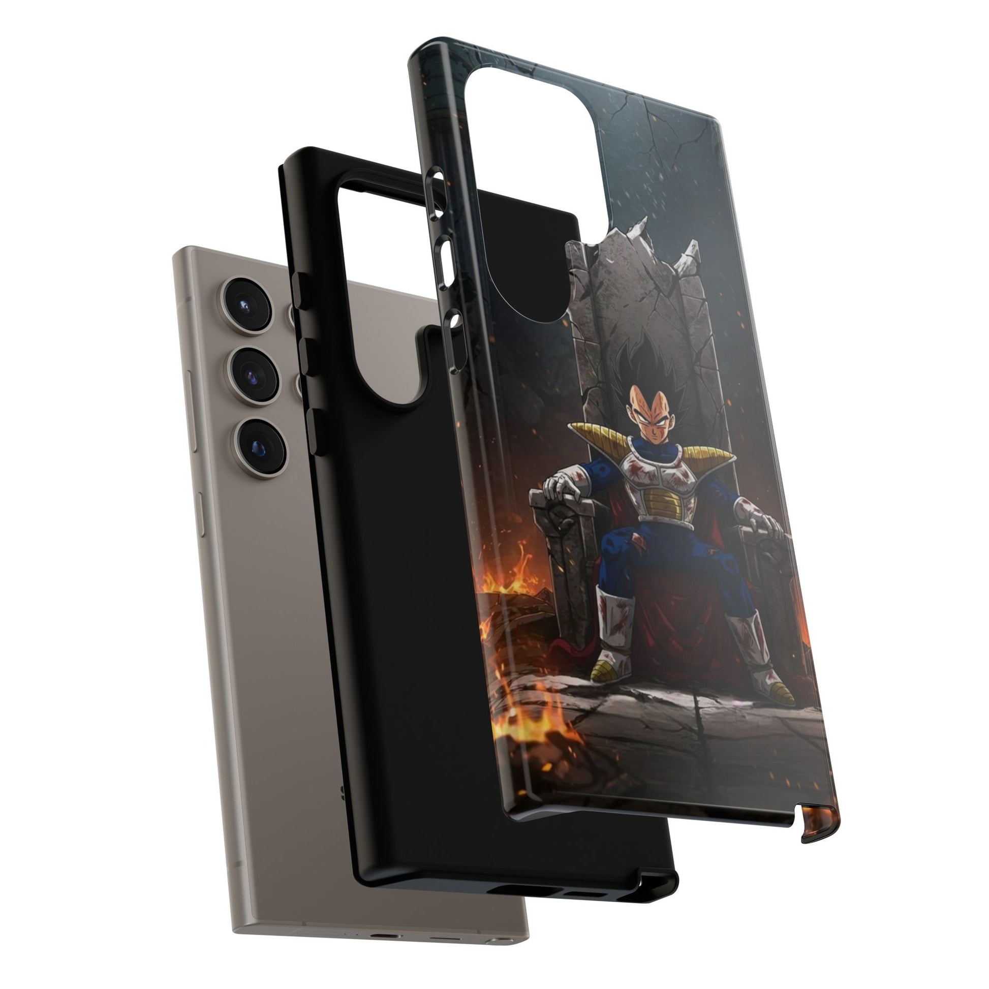 Vegeta on Throne DBZ Theme Tough Cases for iPhones, Samsung, and Pixel