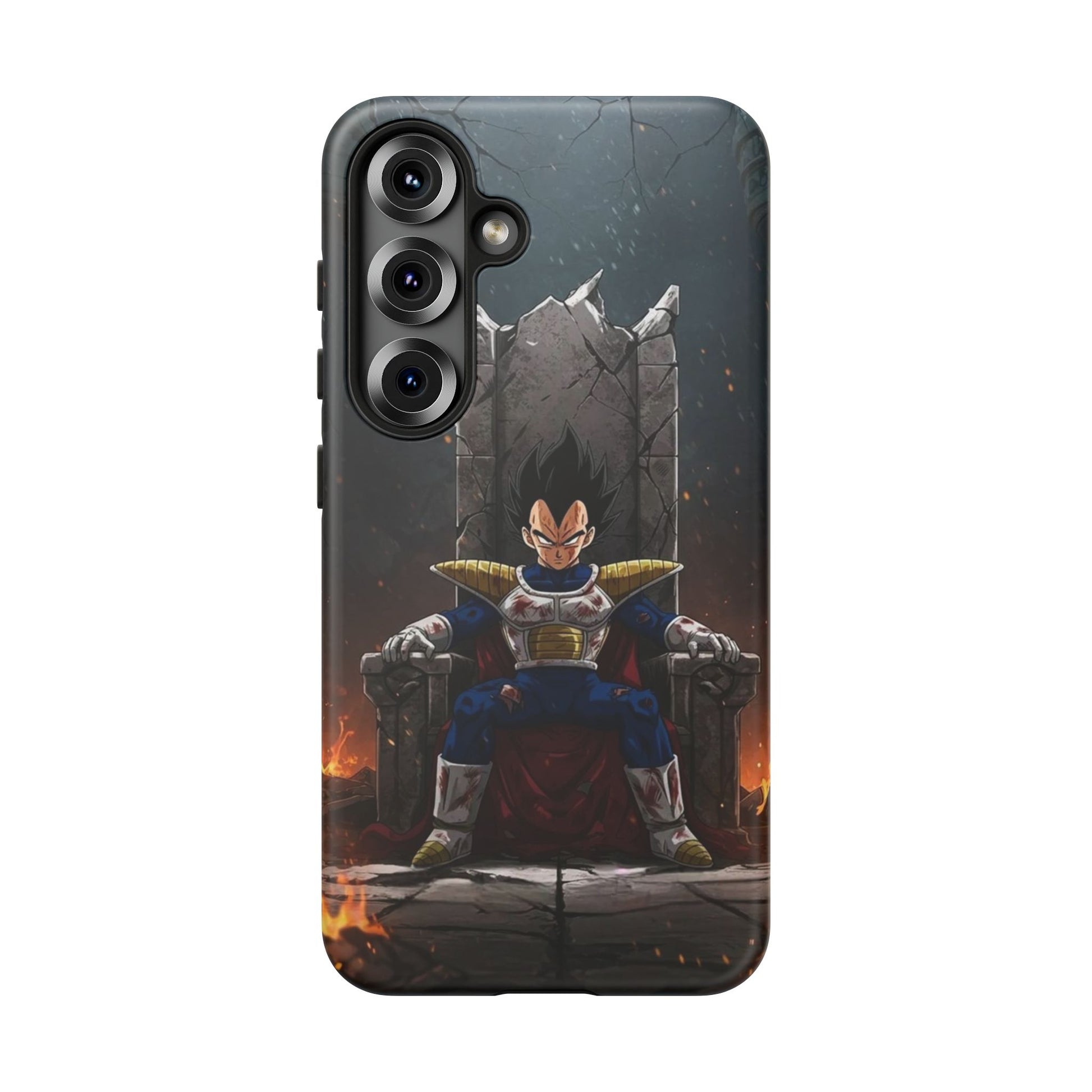 Vegeta on Throne DBZ Theme Tough Cases for iPhones, Samsung, and Pixel