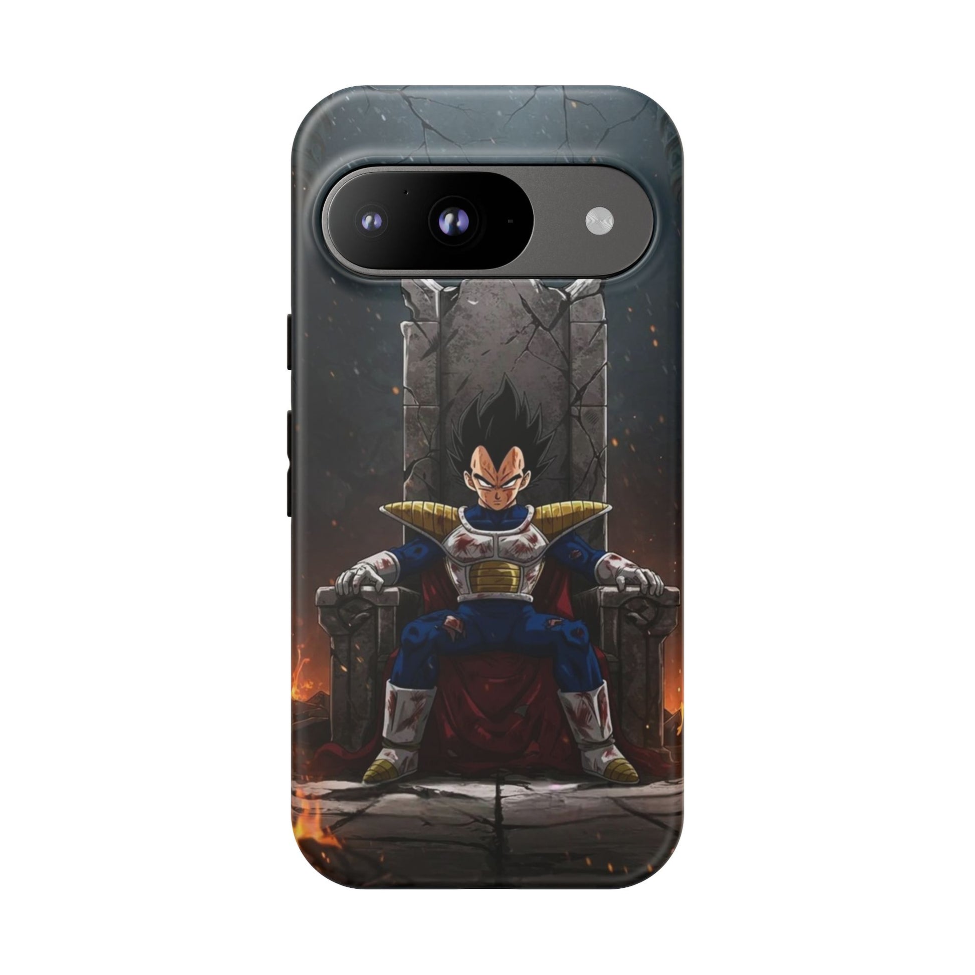 Vegeta on Throne DBZ Theme Tough Cases for iPhones, Samsung, and Pixel