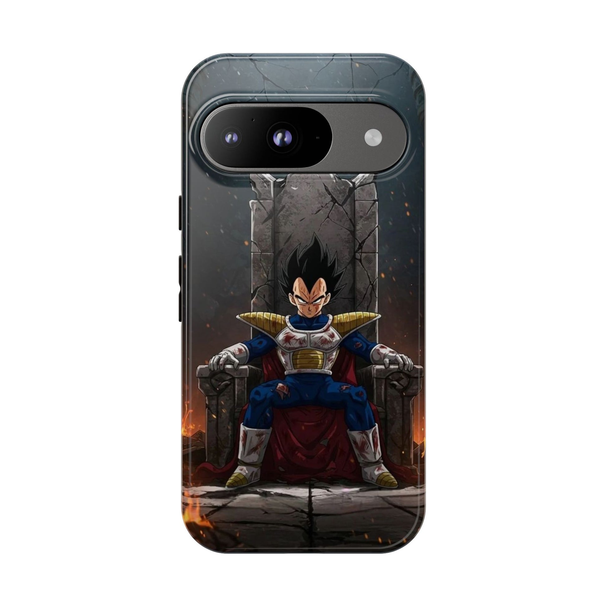 Vegeta on Throne DBZ Theme Tough Cases for iPhones, Samsung, and Pixel