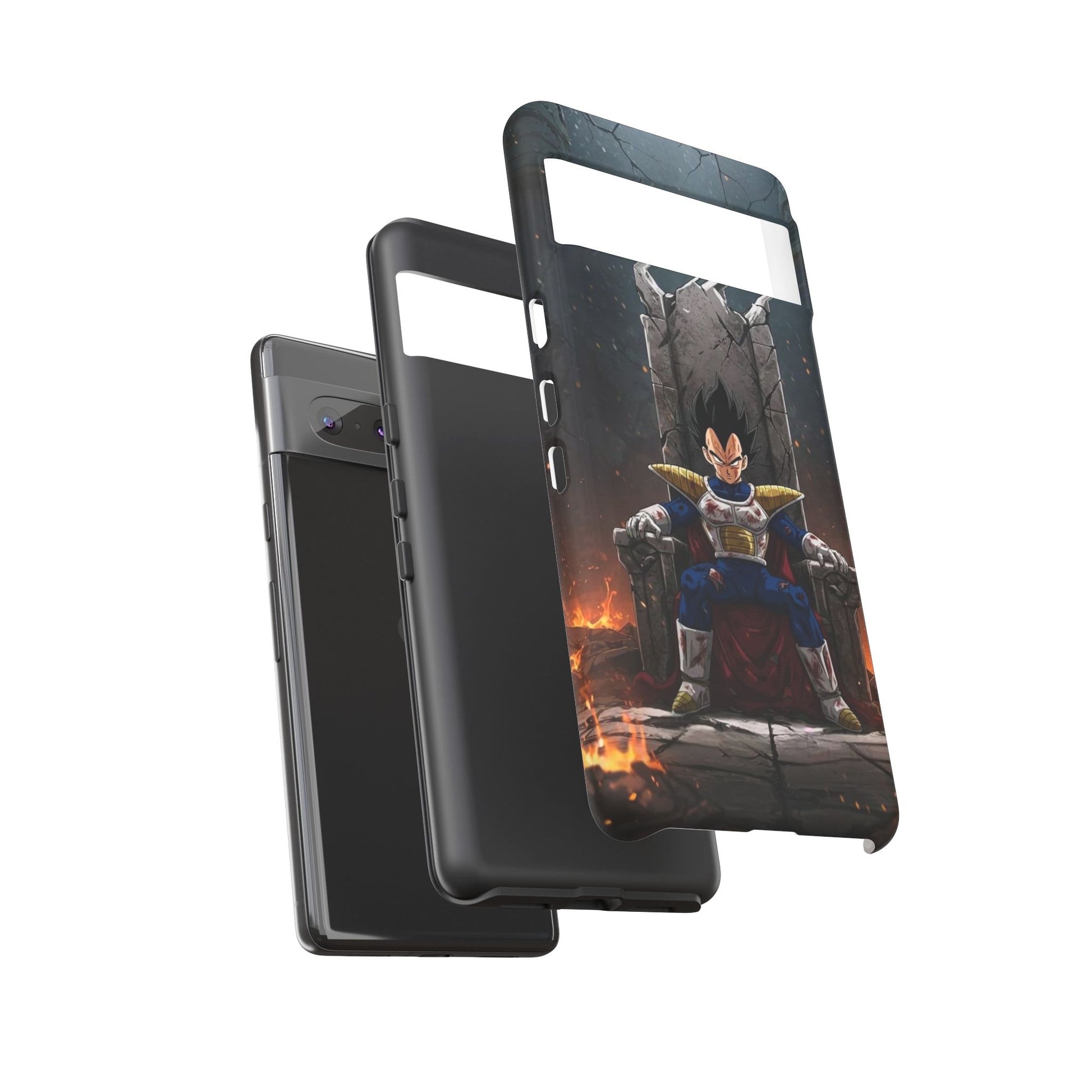 Vegeta on Throne DBZ Theme Tough Cases for iPhones, Samsung, and Pixel