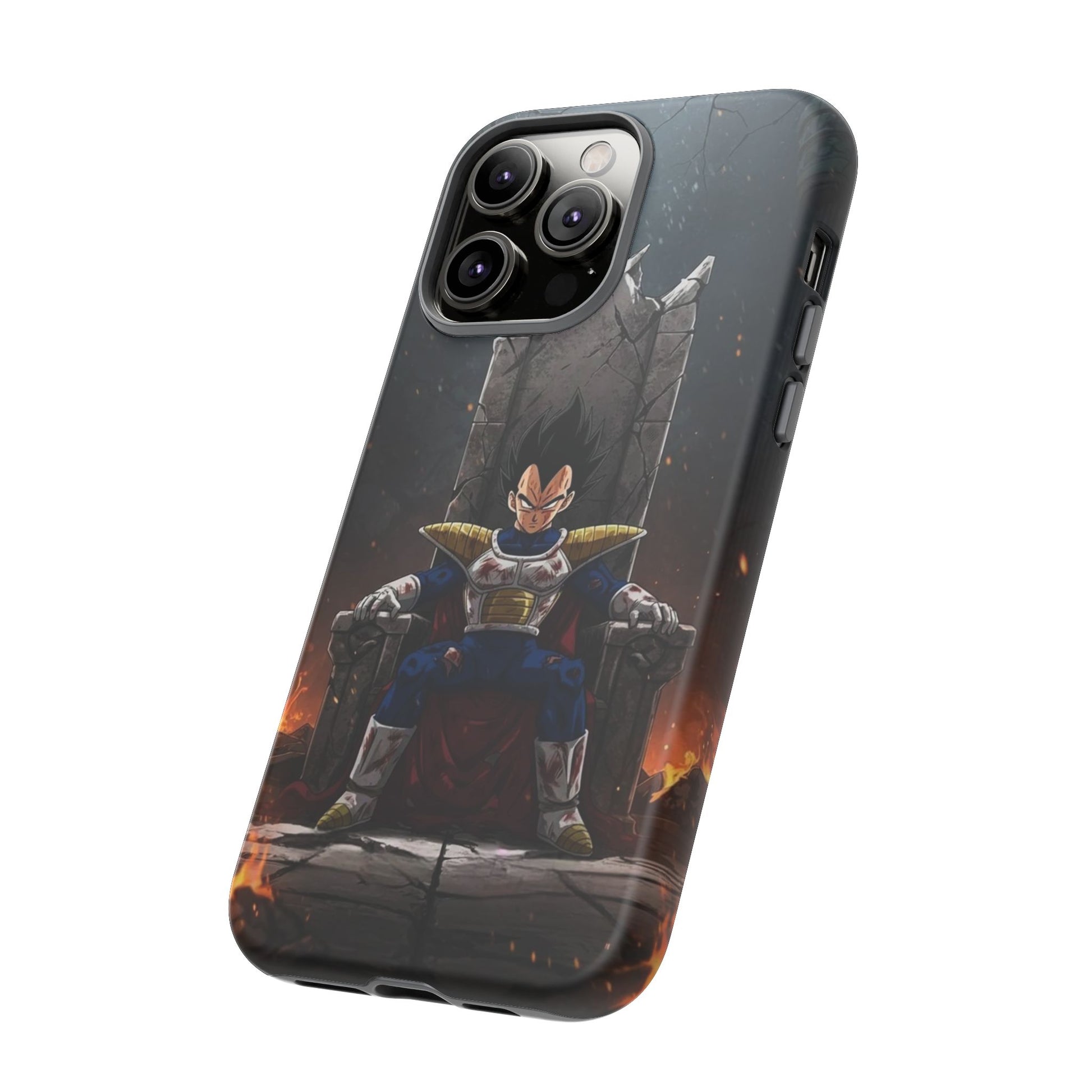 Vegeta on Throne DBZ Theme Tough Cases for iPhones, Samsung, and Pixel