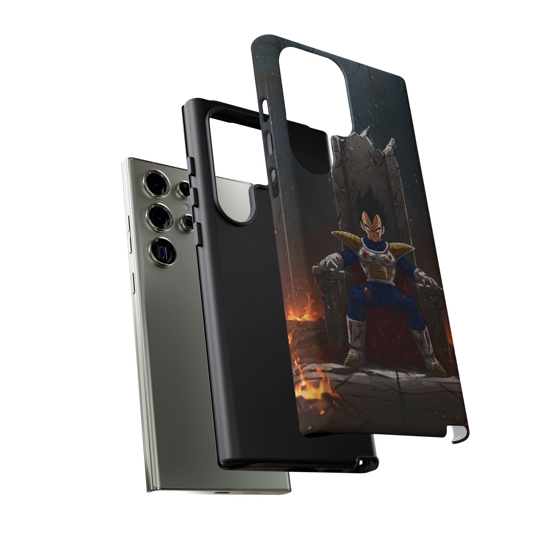 Vegeta on Throne DBZ Theme Tough Cases for iPhones, Samsung, and Pixel